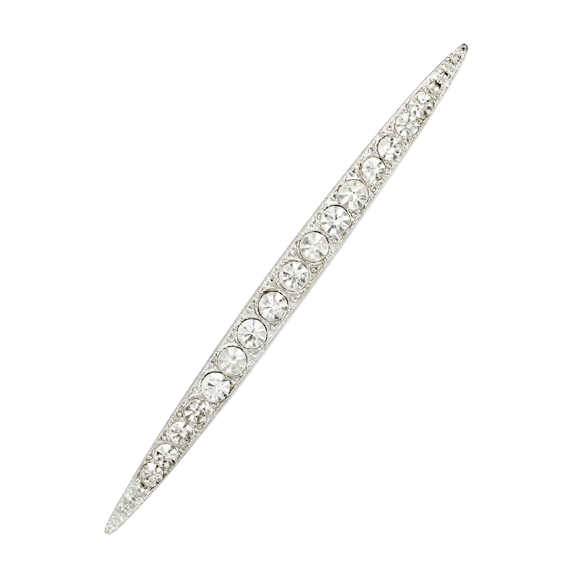 Vintage Silver Embellished Bar Brooch