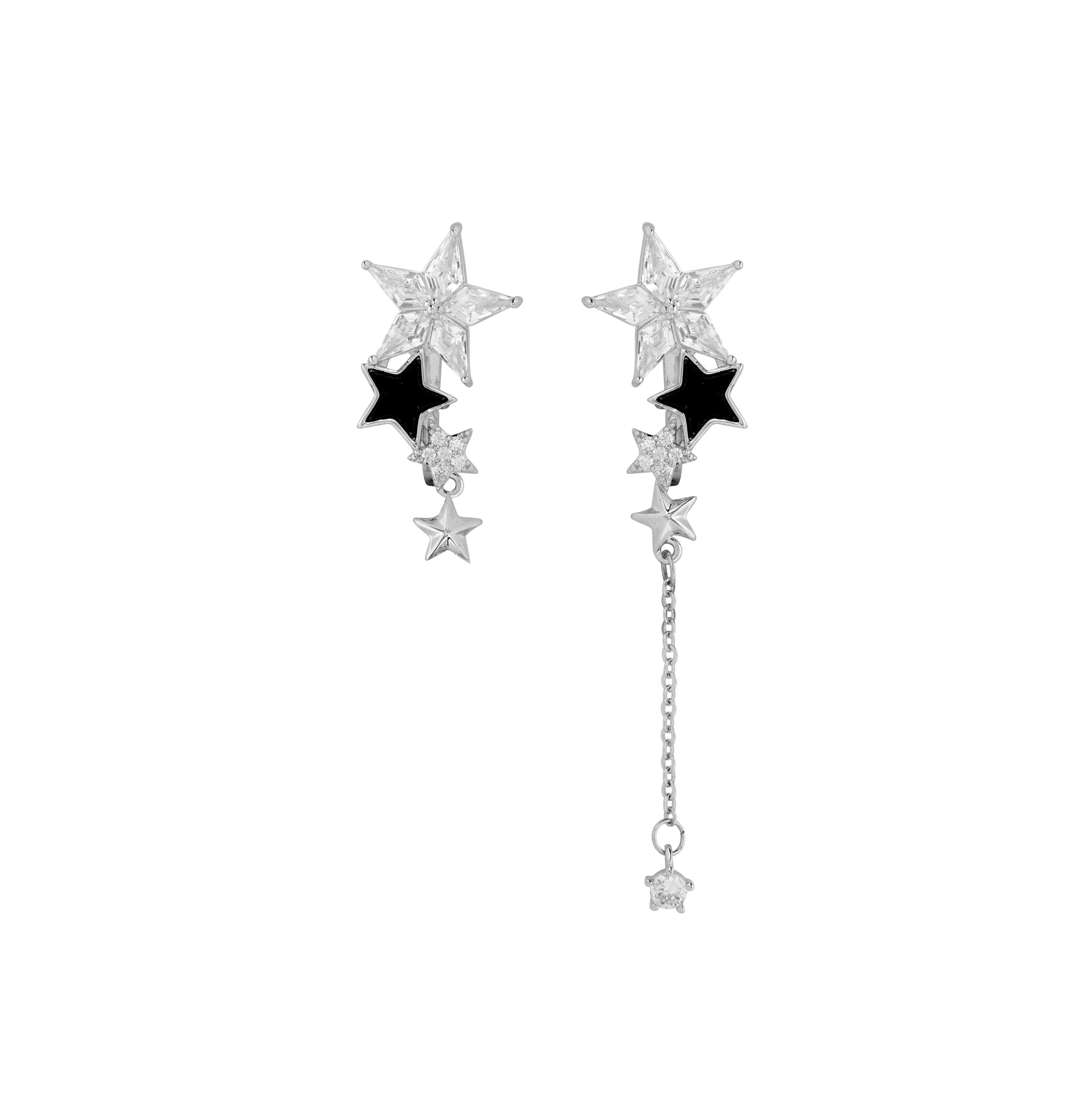 Star Asymmetric Drop Clip On Earrings