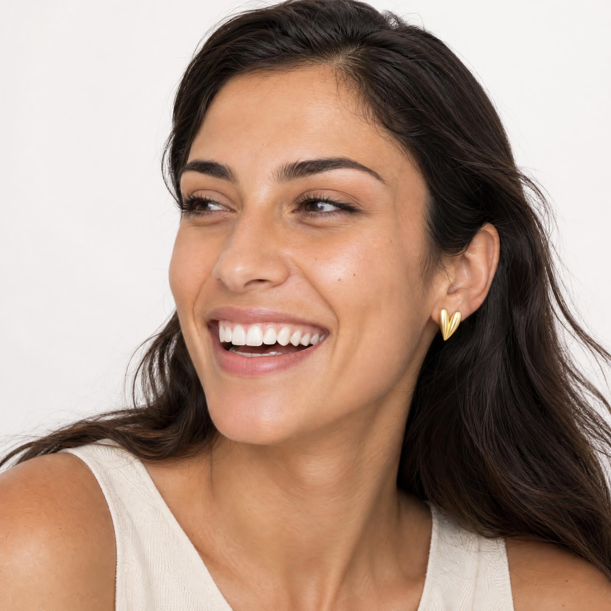 Gold Brushed Heart Clip On Earrings