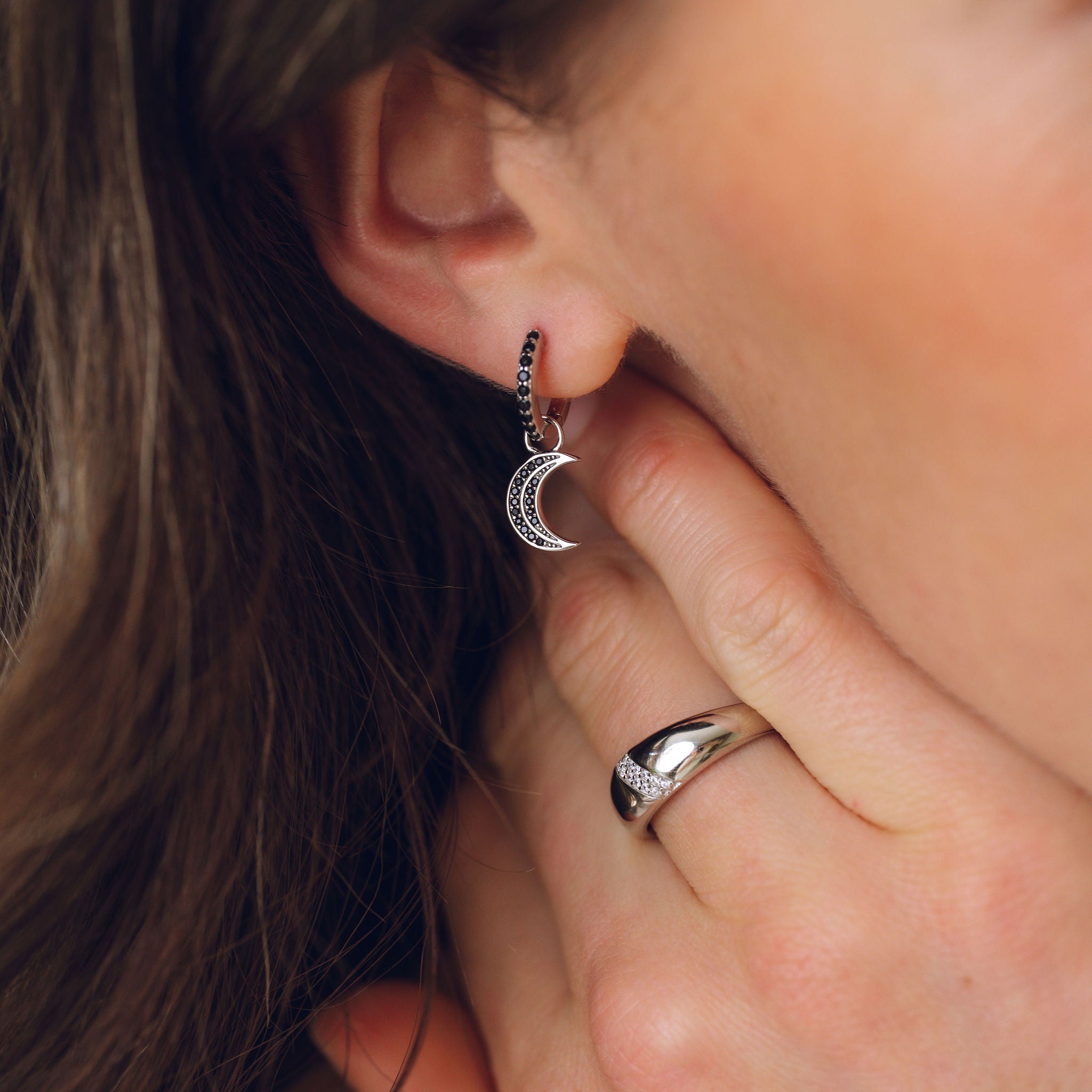 Celestial Black Moon & Star Huggies