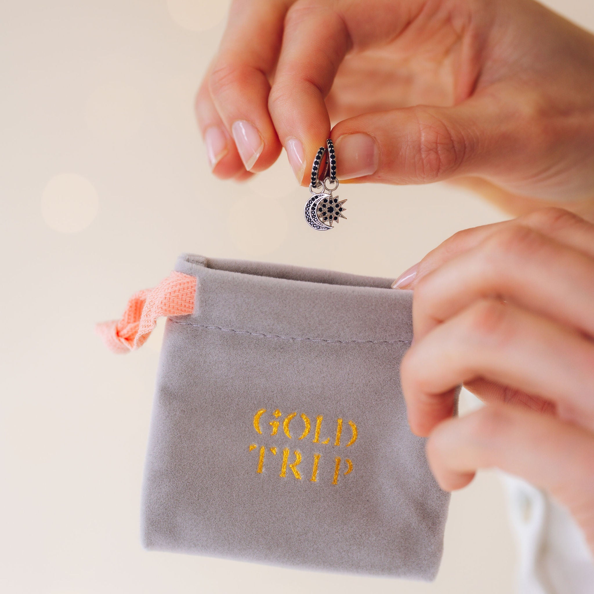 Celestial Black Moon & Star Huggies