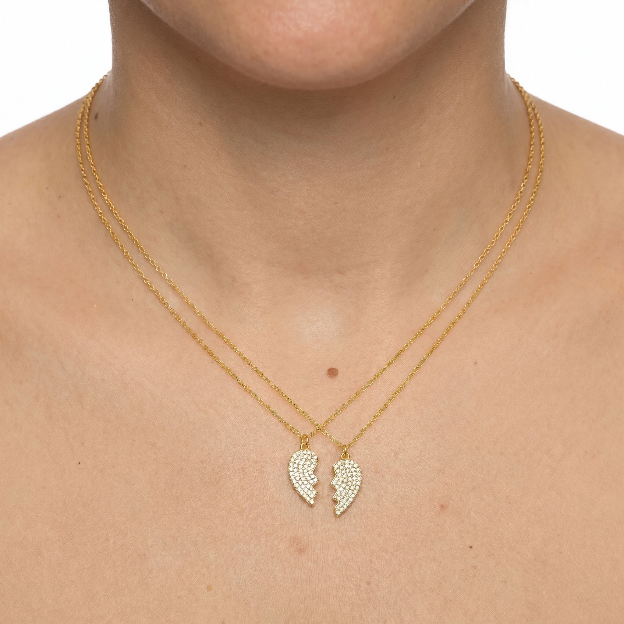 Best Friends Heart Necklace Set