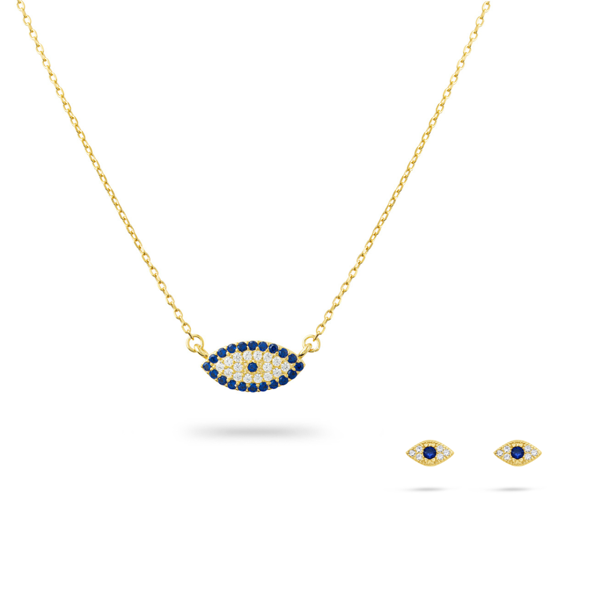Blue Lucky Evil Eye Necklace & Earrings Set