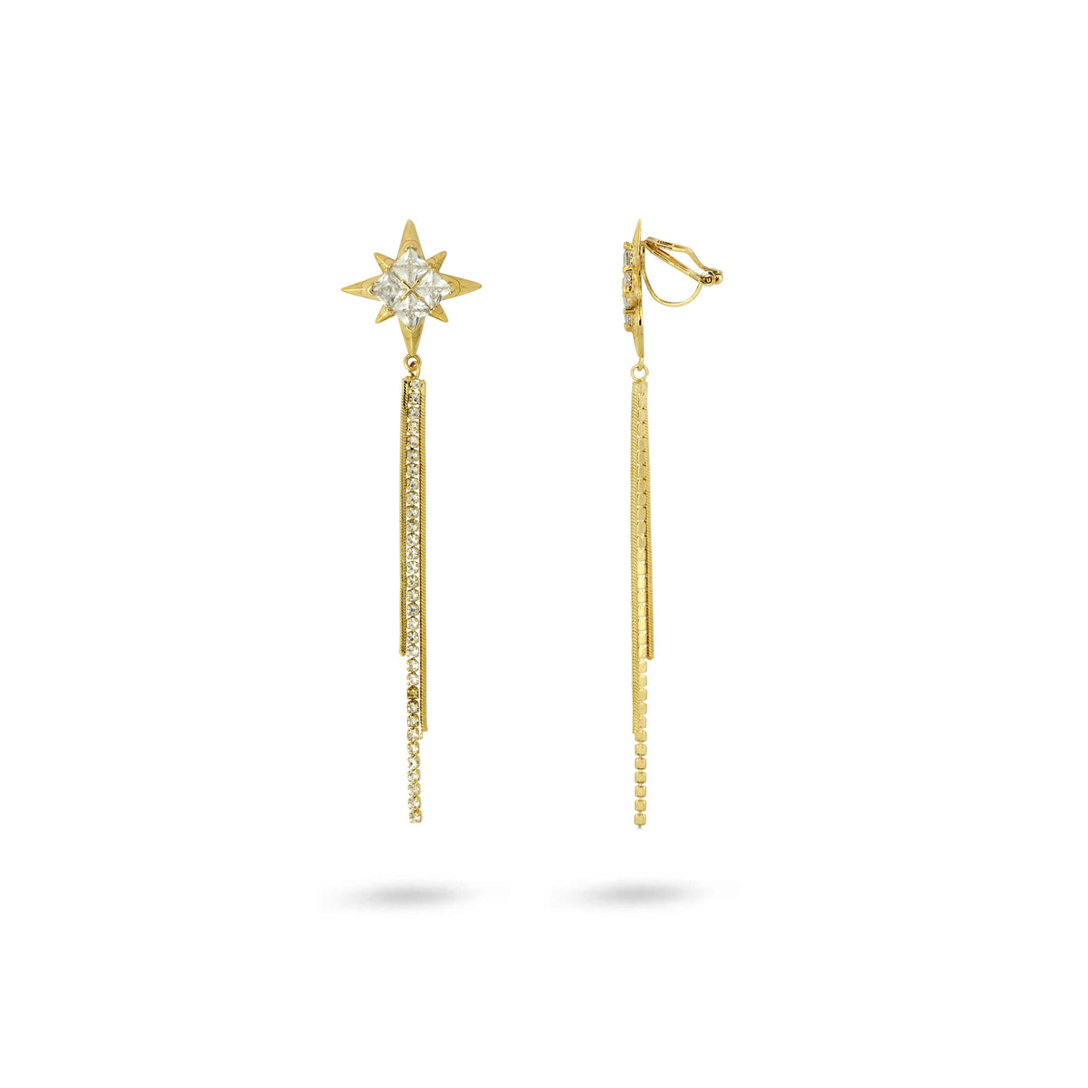 Sparkle Star Drop Clip On Earrings – Gold Trip