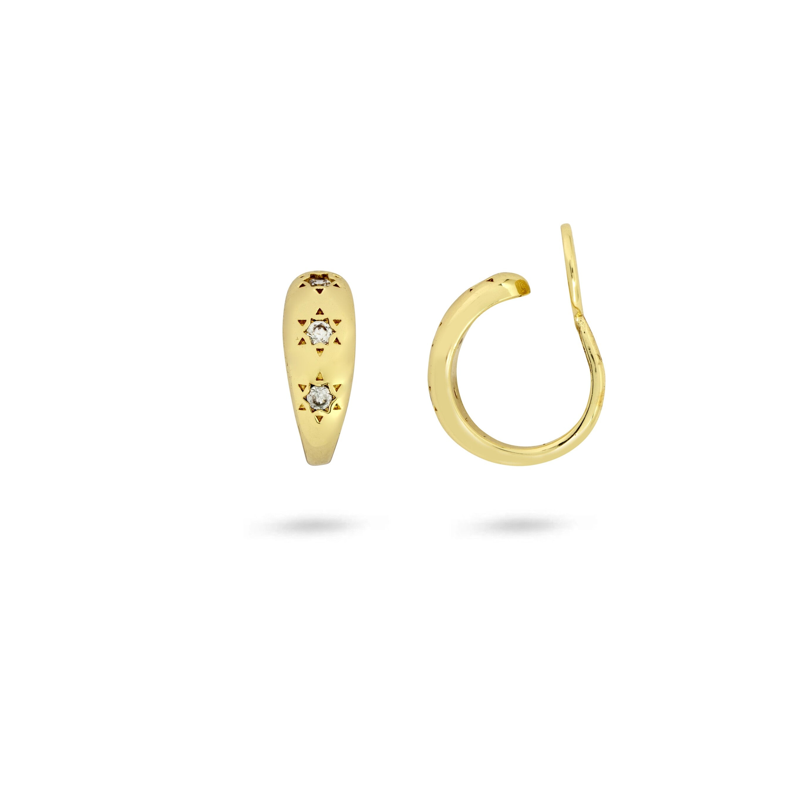 Gold Star Hoop Clip On Earrings