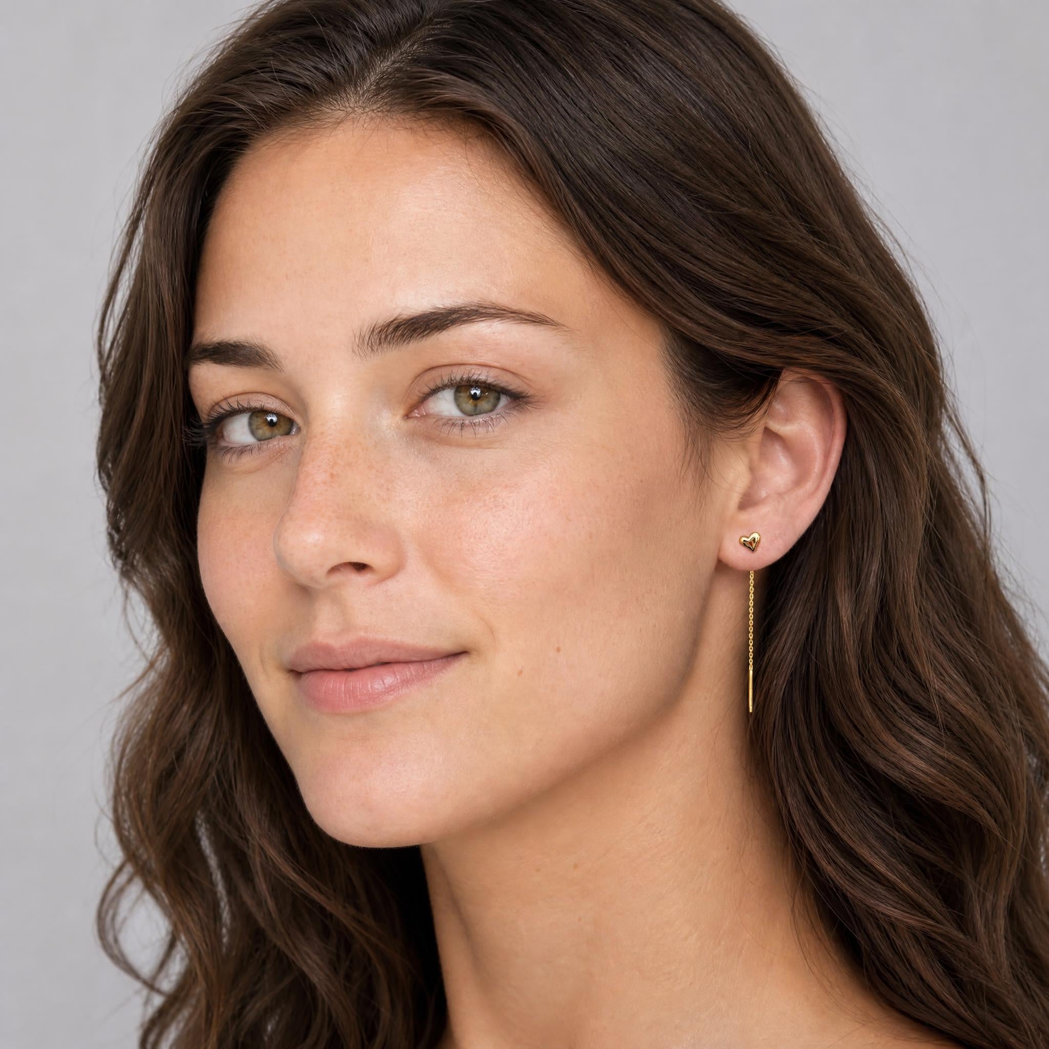 Heart Chain Threader Earrings