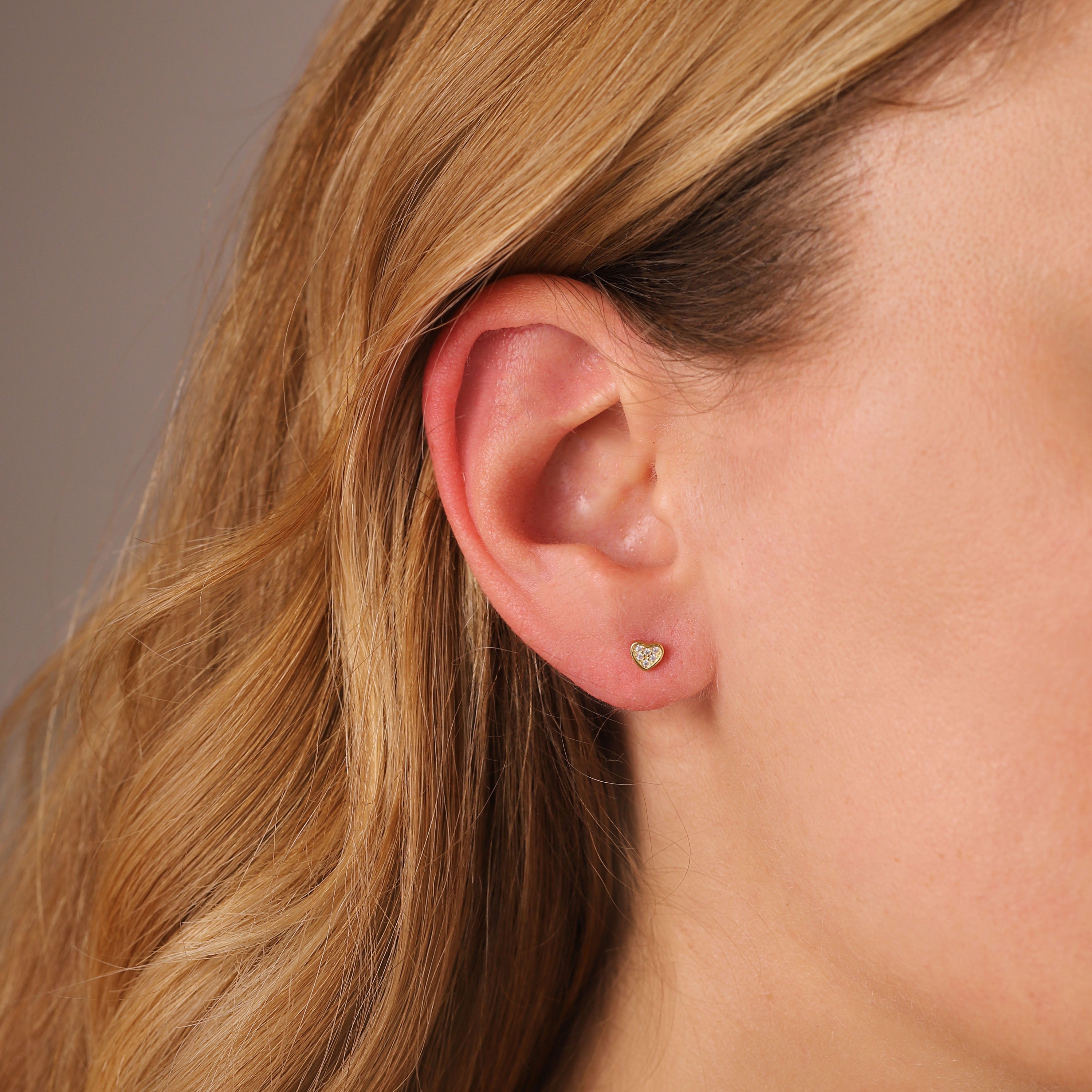 Crystal Heart Stud Earrings