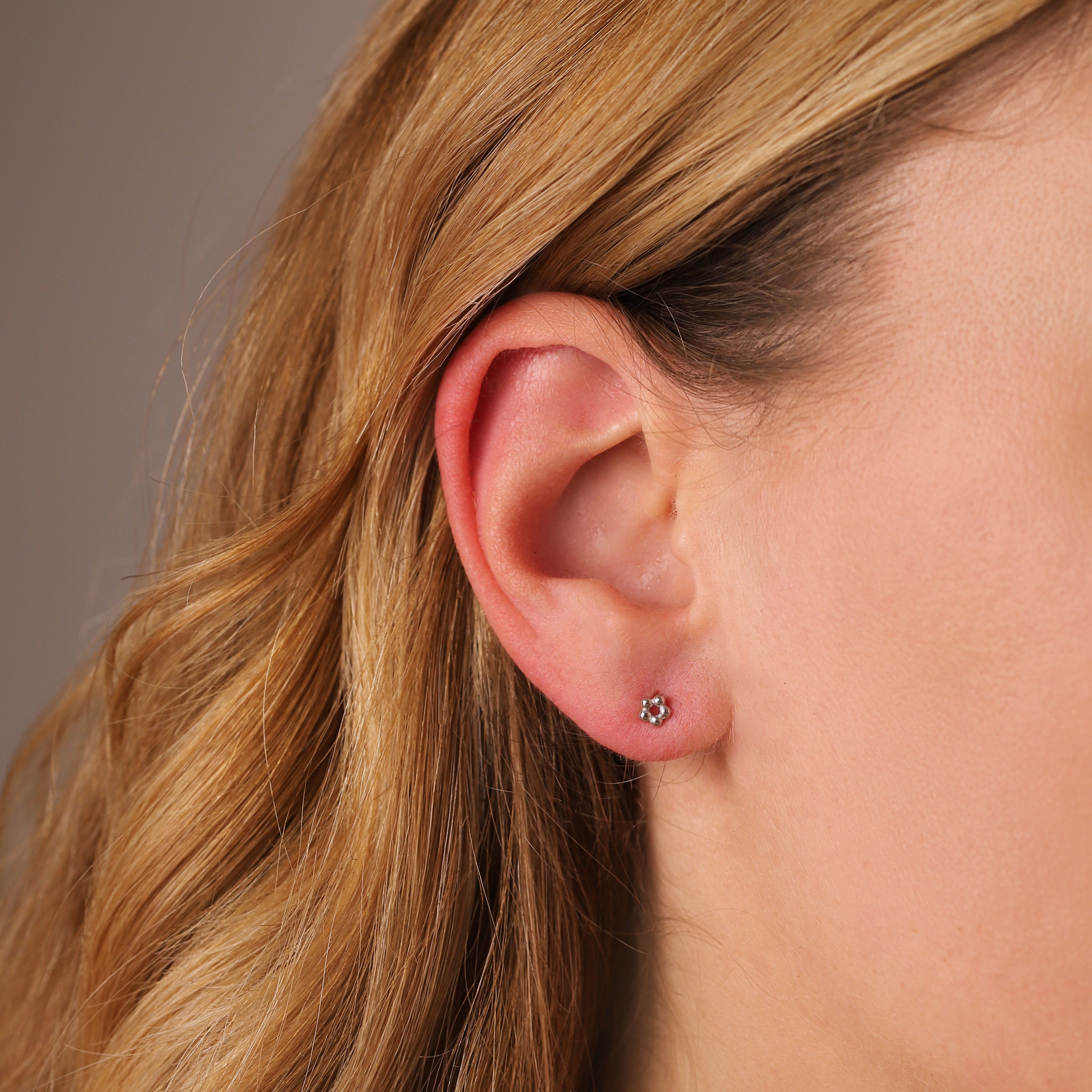 Beaded Circle Stud Earrings