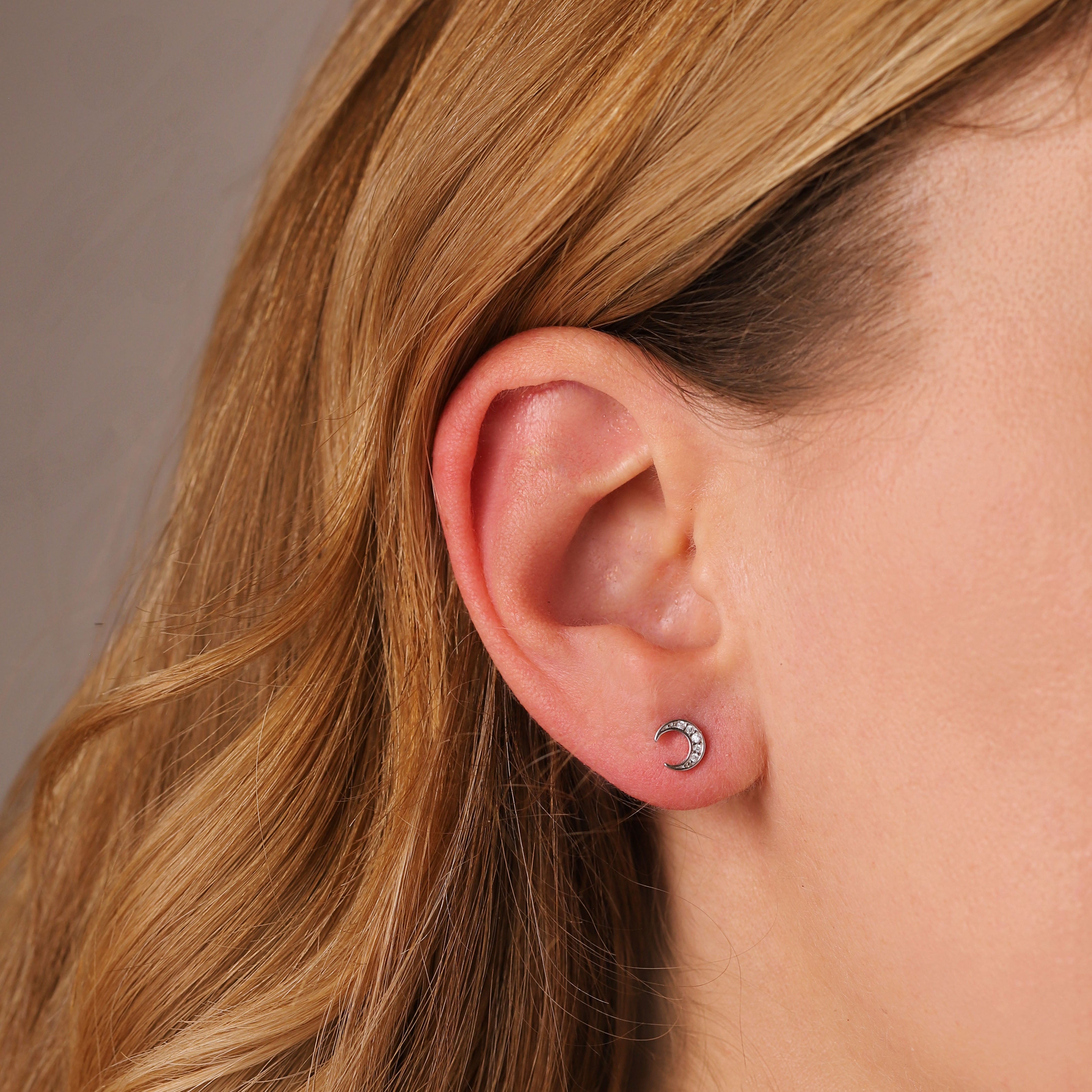 Crescent Moon Stud Earrings