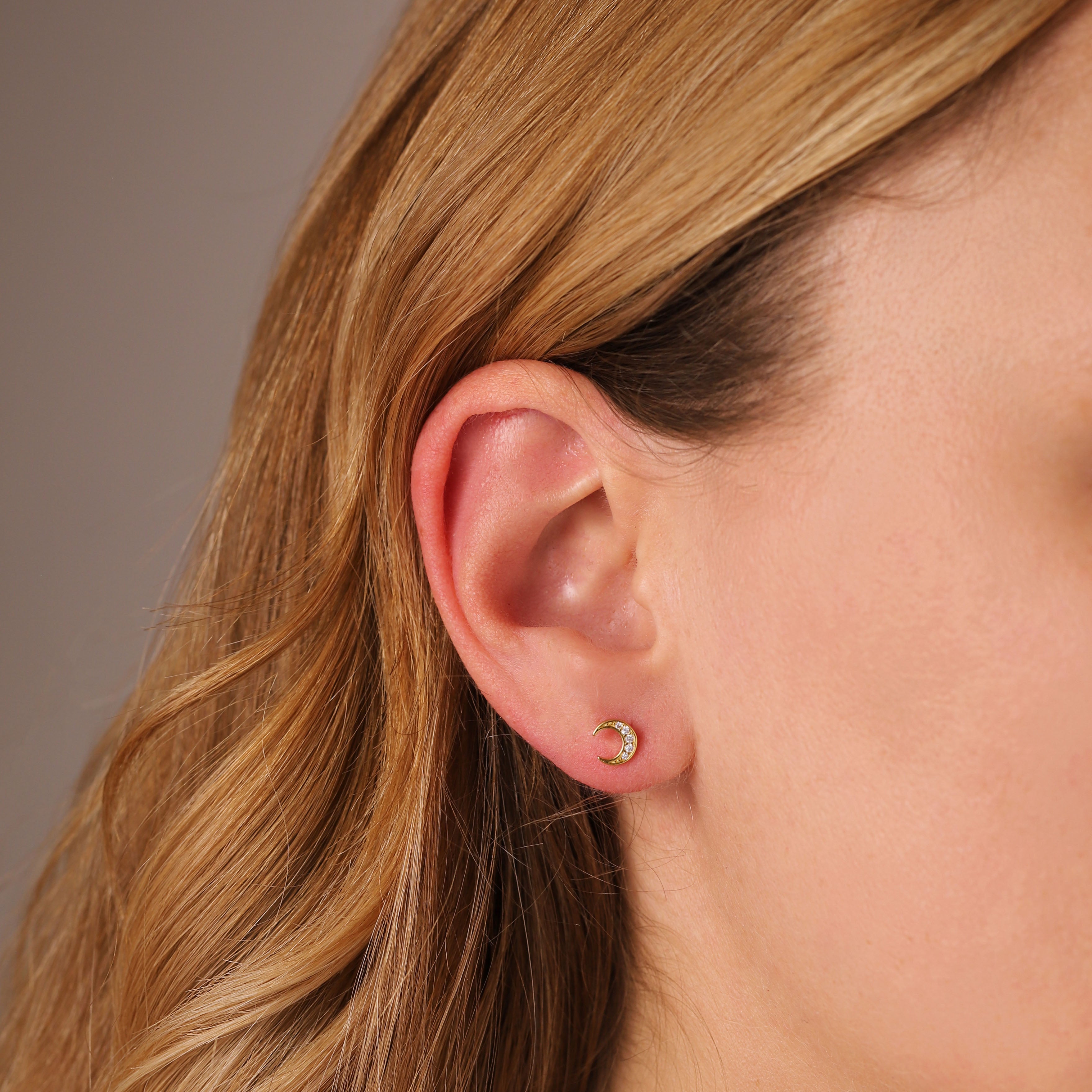 Crescent Moon Stud Earrings