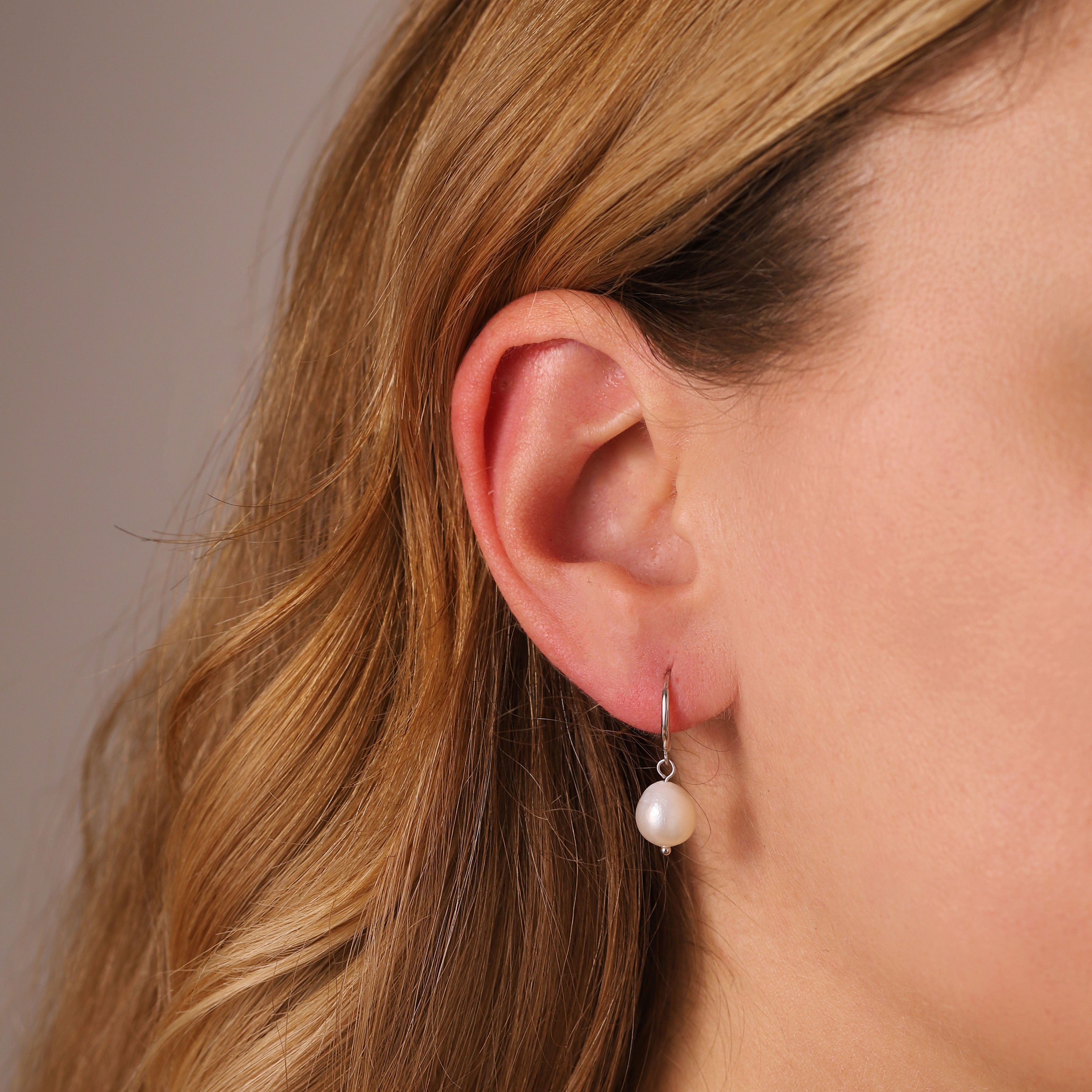 Pearl Drop Huggie Hoops