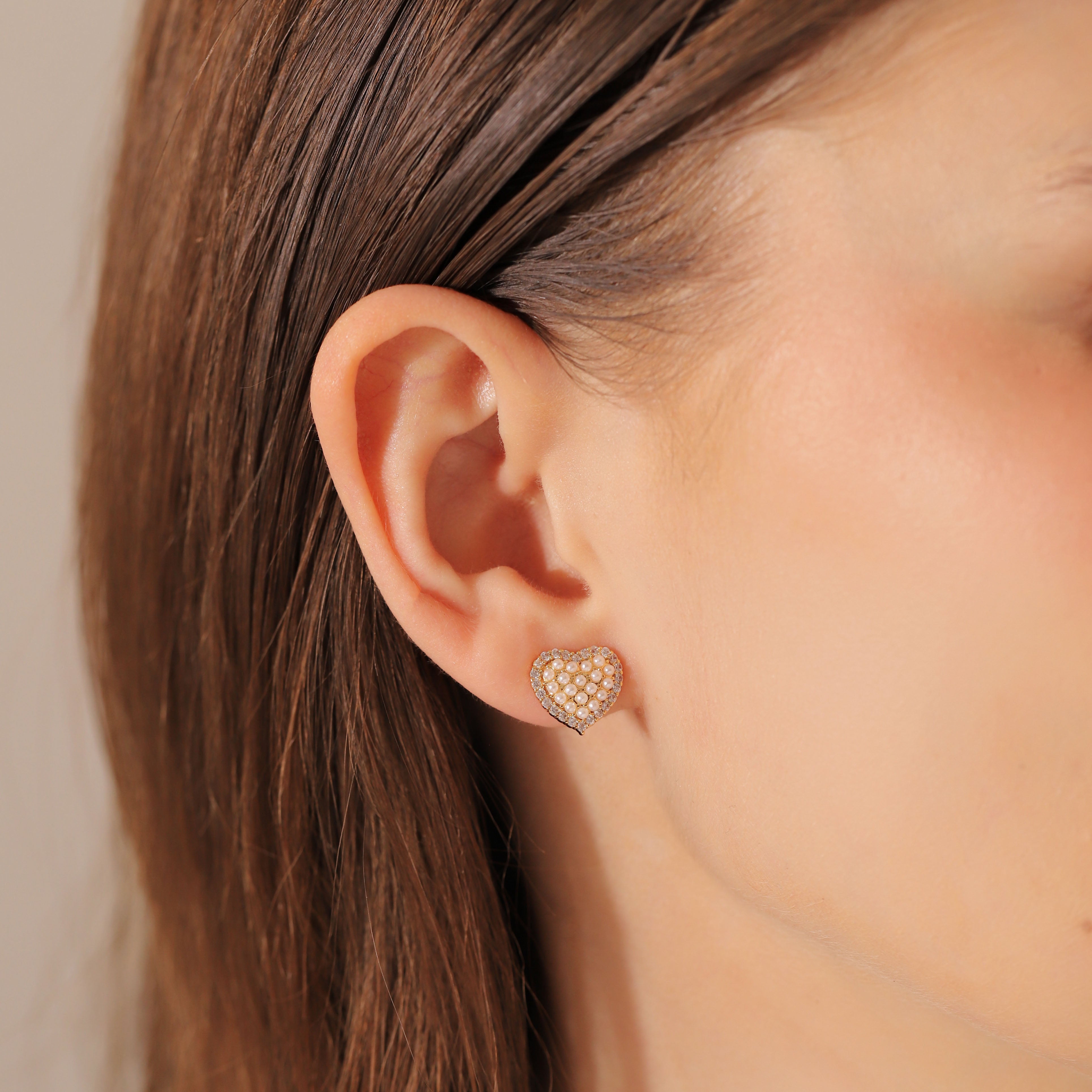 Pearl Heart Clip On Earrings