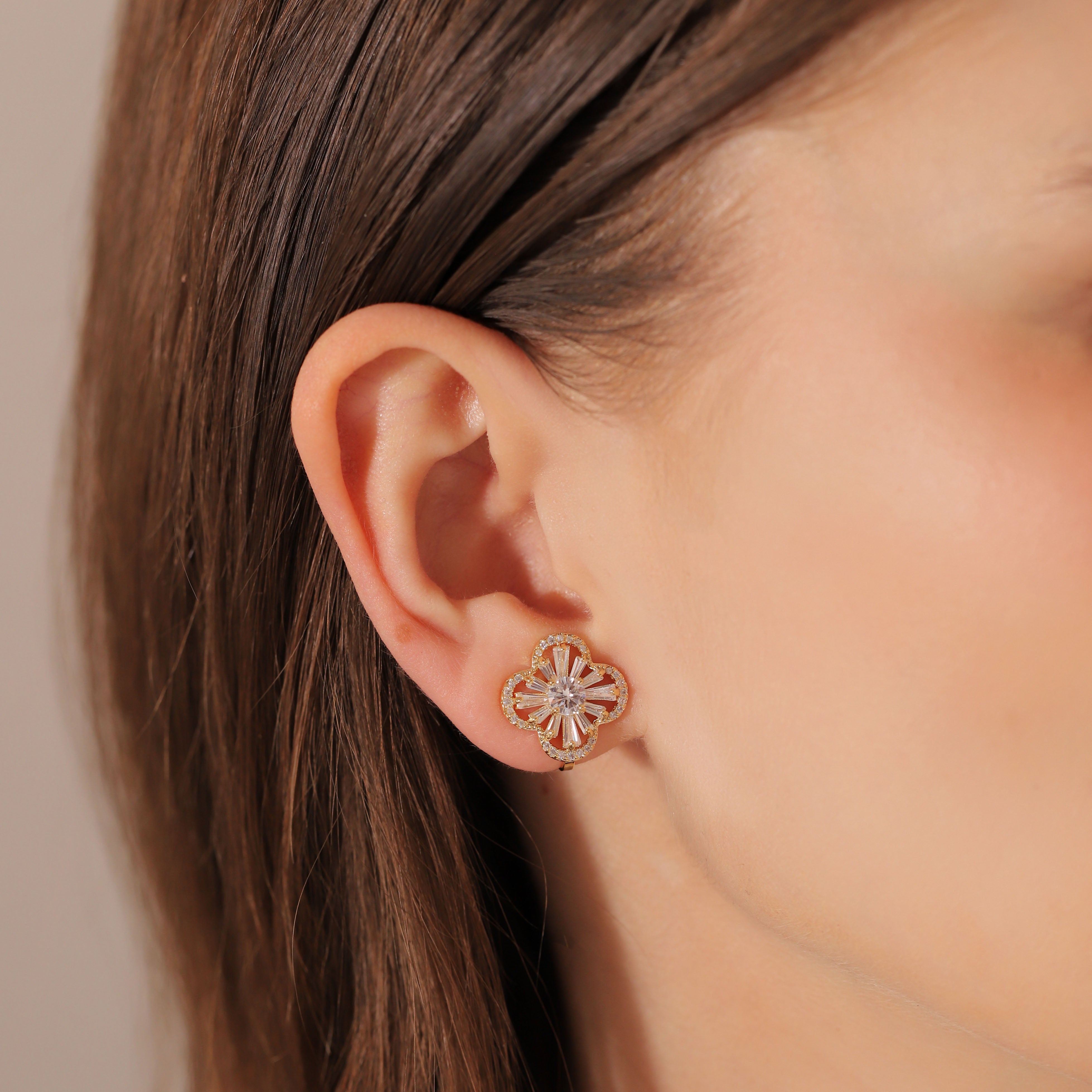 Clover Flower Clip On Earrings