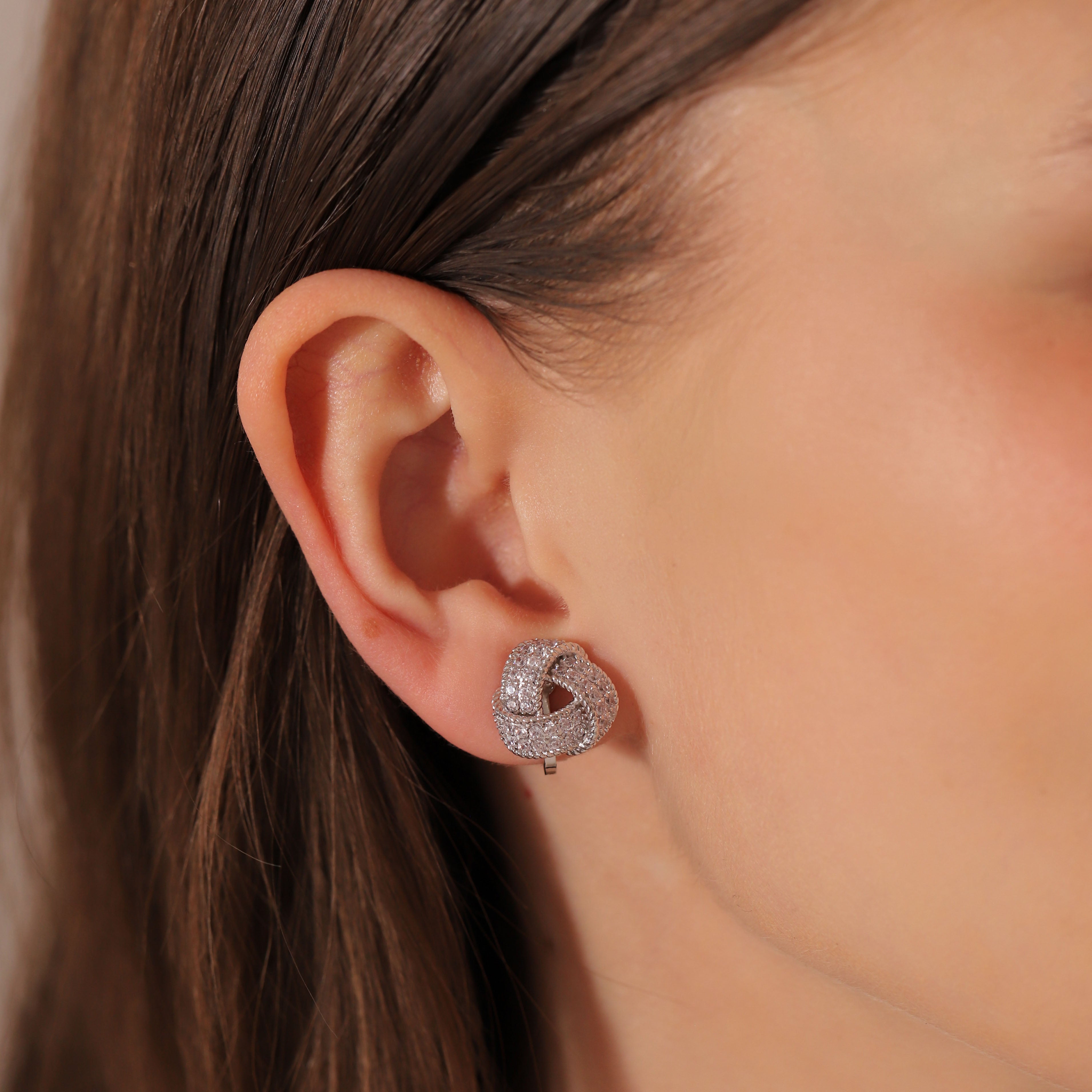 Crystal Knot Clip On Earrings