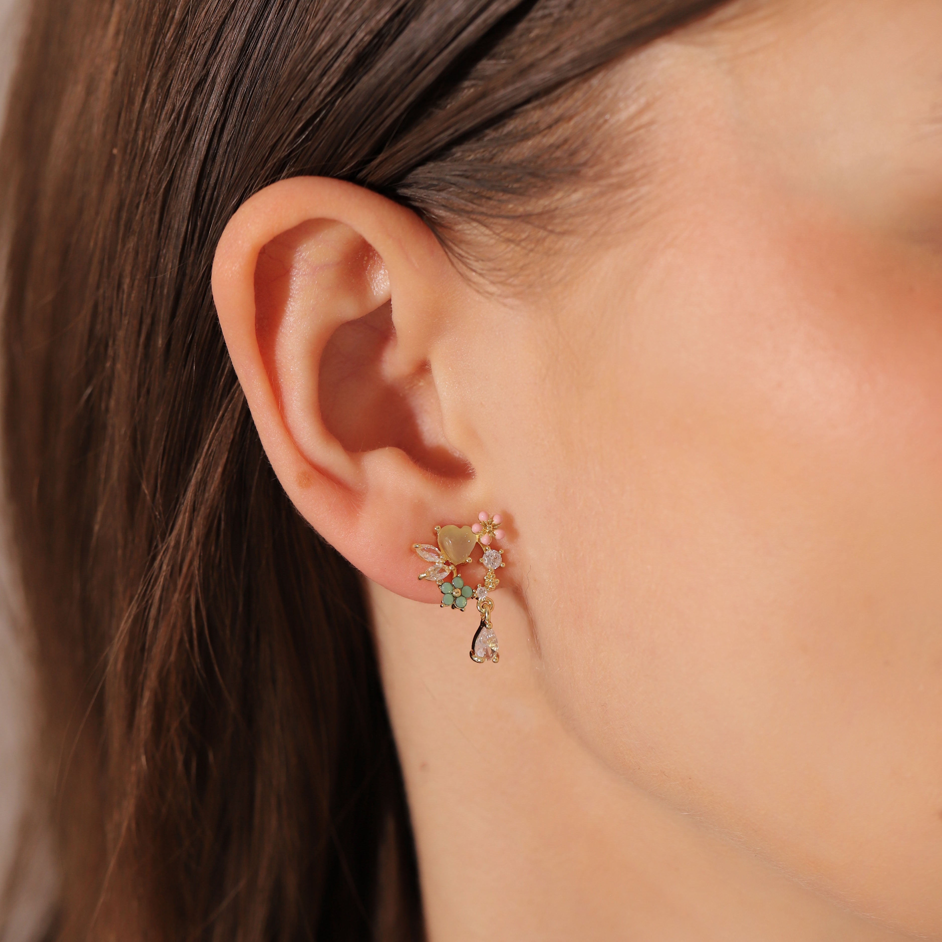 Wild Flower Drop Clip On Earrings