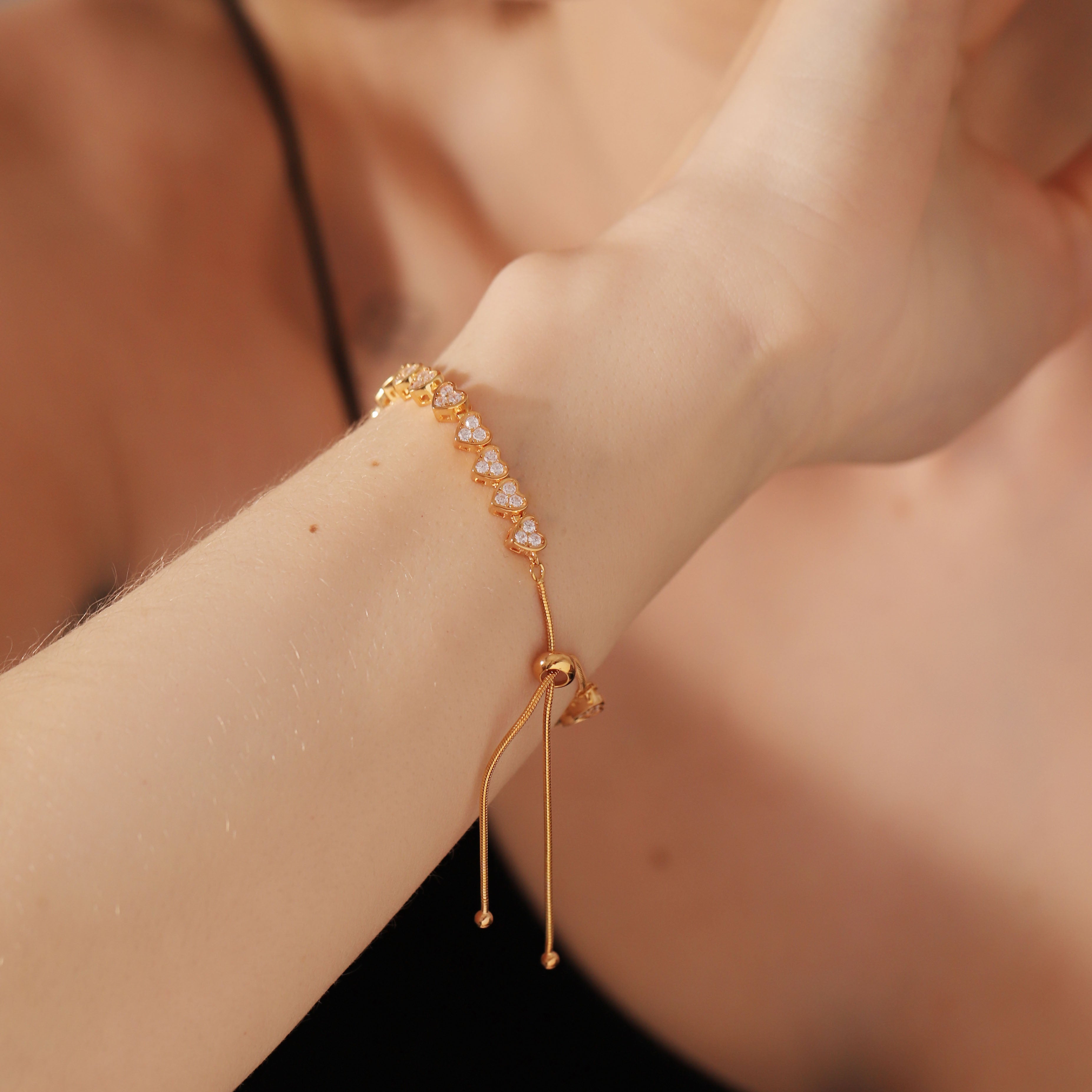 Crystal Heart Slider Bracelet