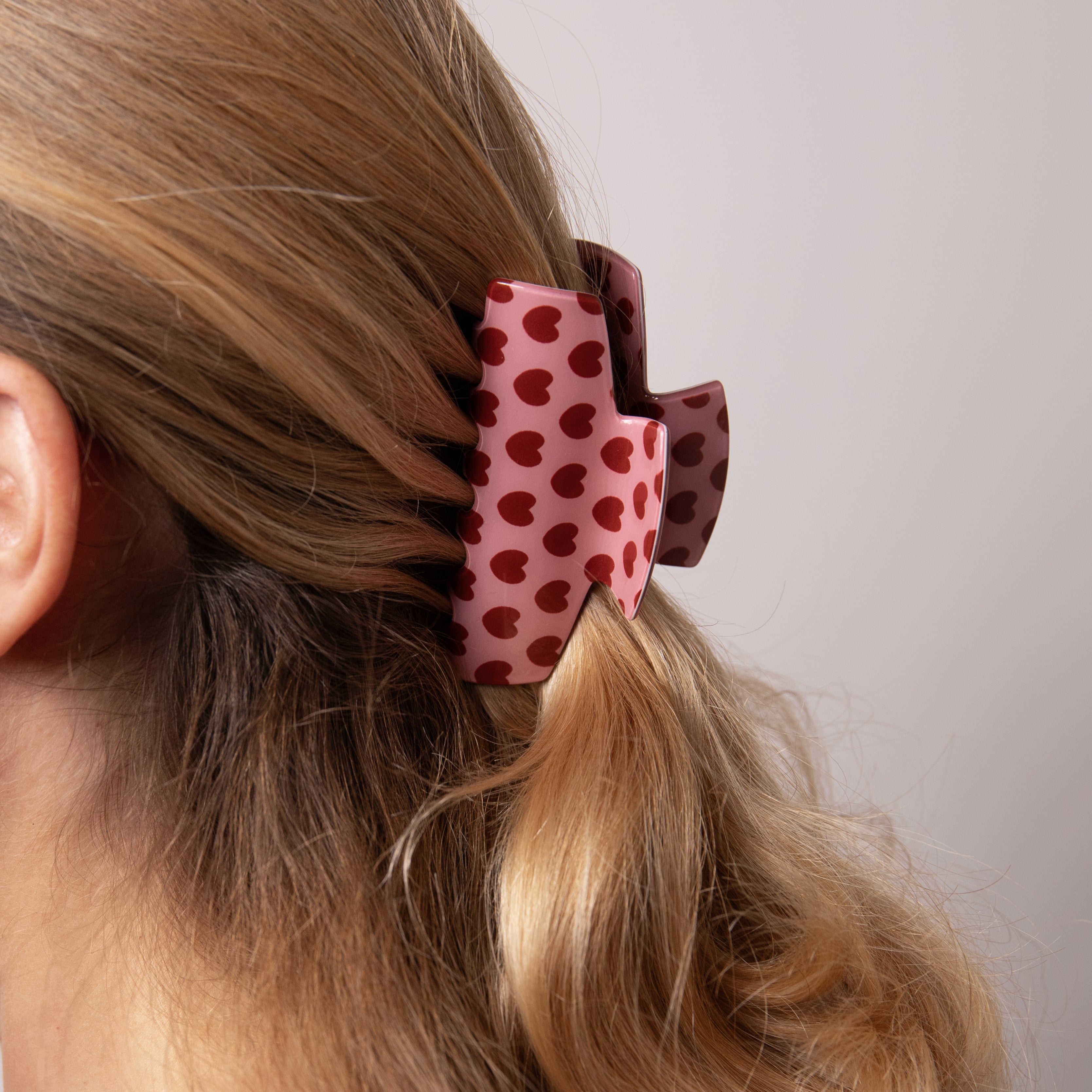 Pink & Red Heart Claw Clip