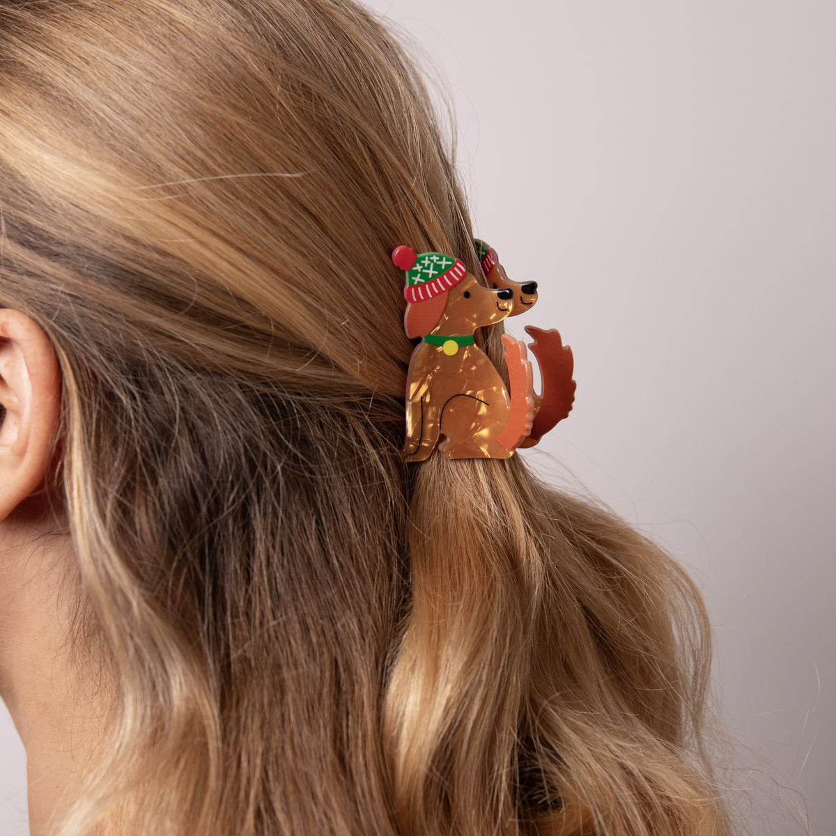 Dog In Christmas Hat Claw Clip
