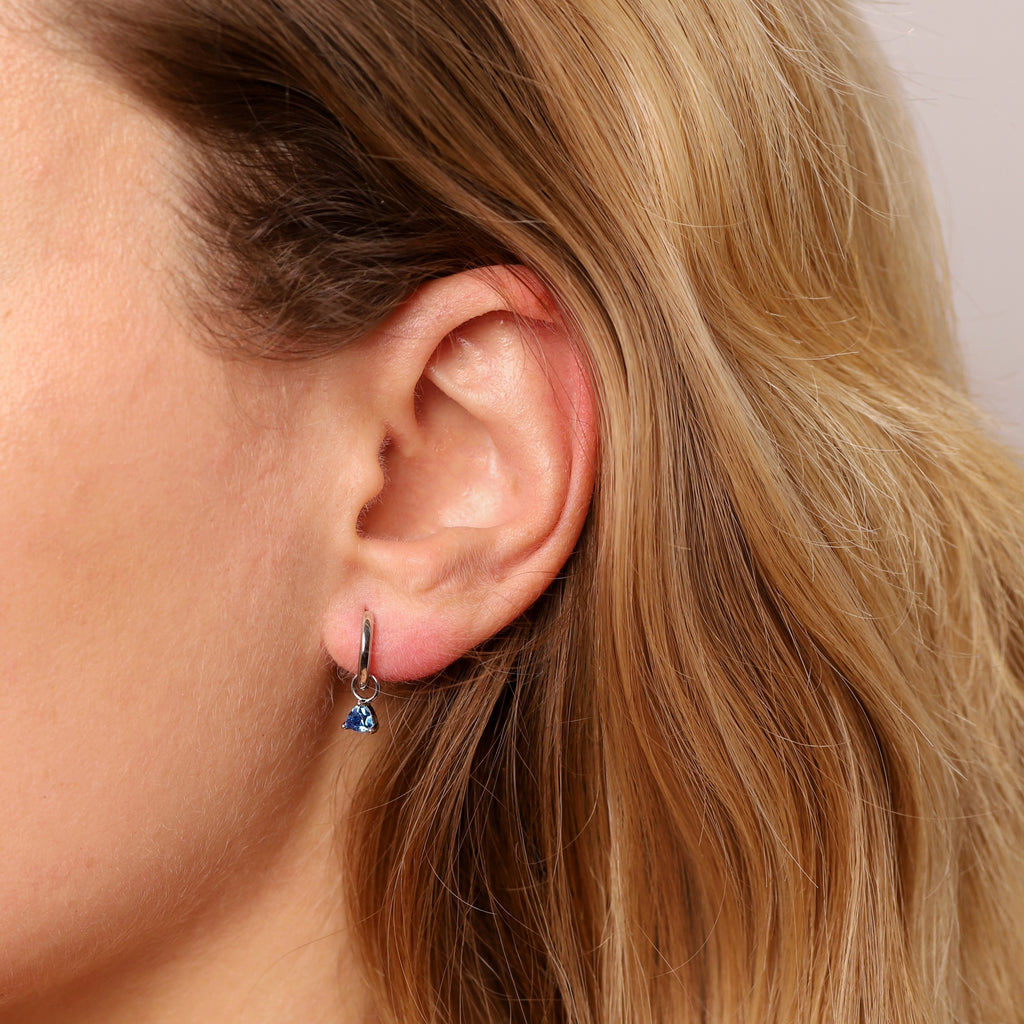 December Huggie Hoop Birthstone Charm Earrings