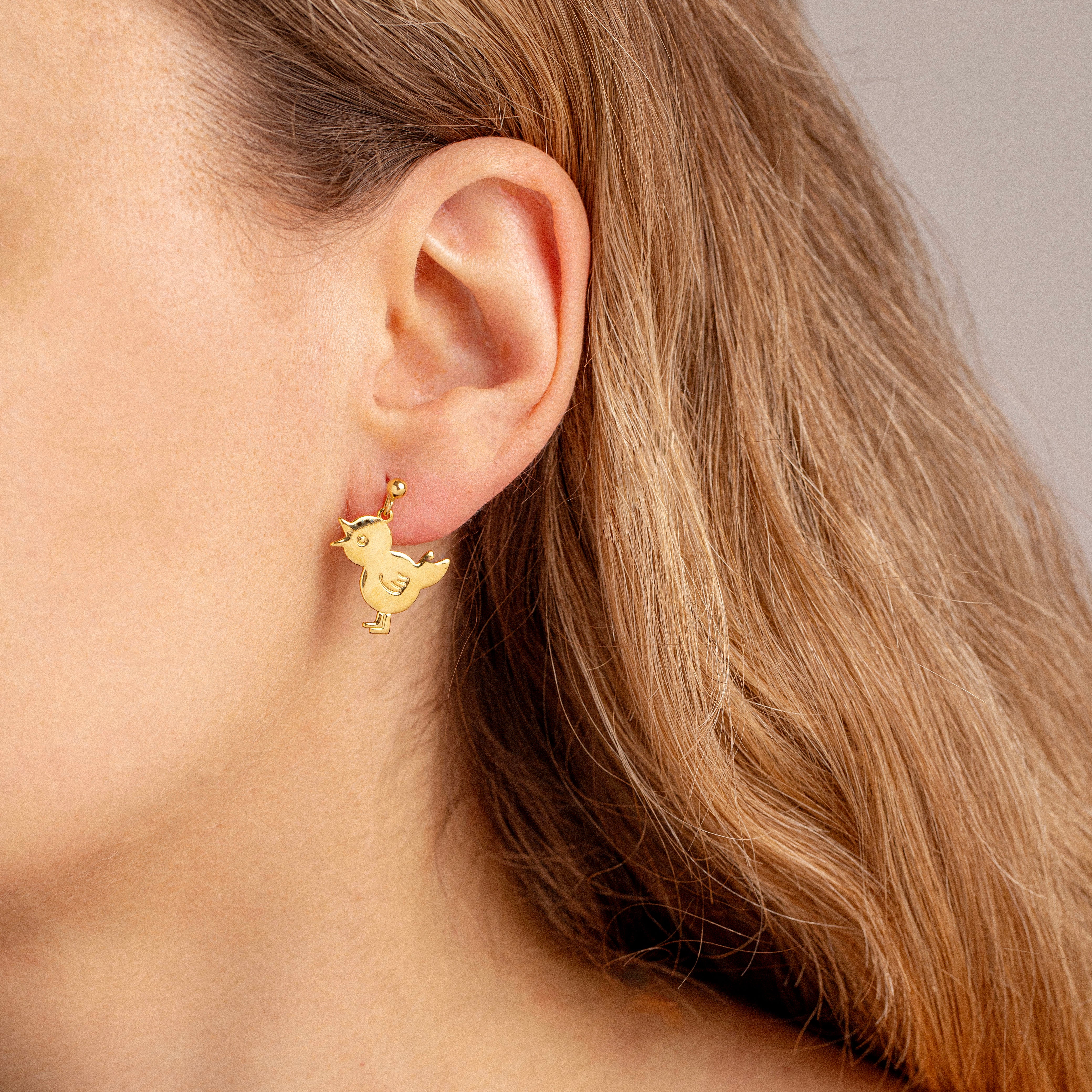 Vintage Gold Chick Earrings