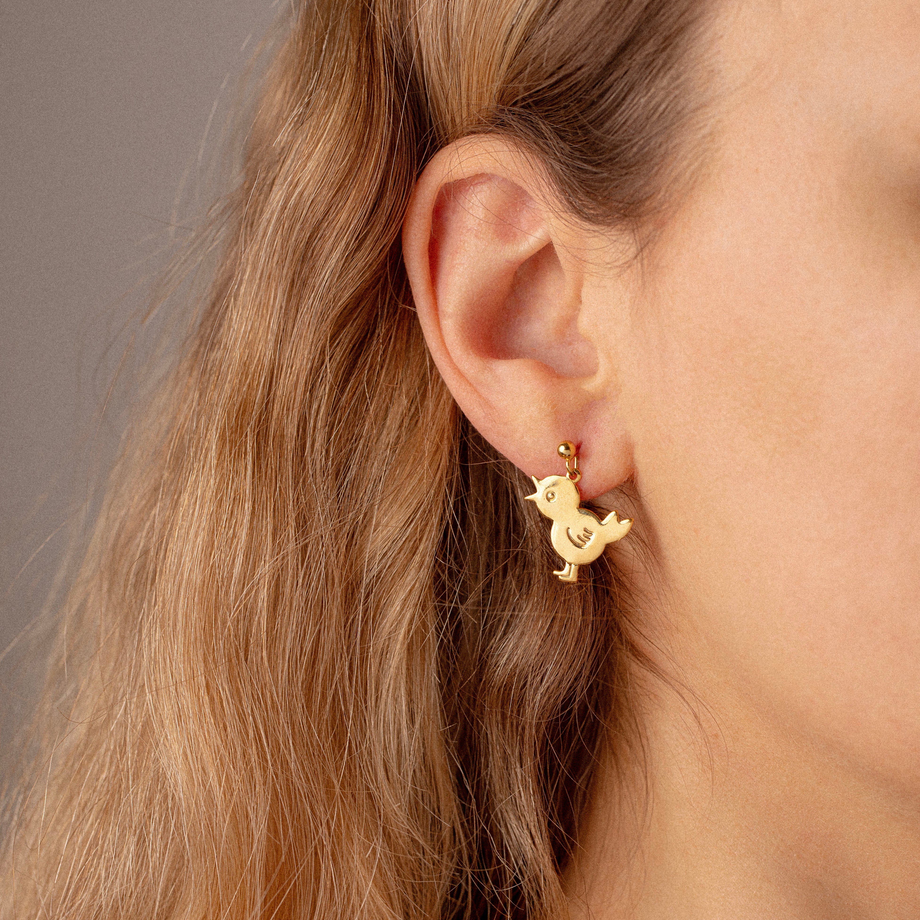 Vintage Gold Chick Earrings