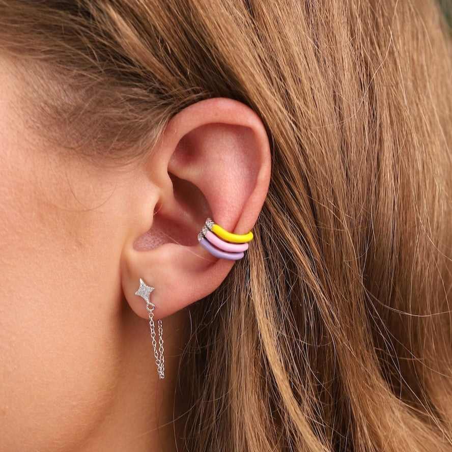 Rainbow Wave Enamel Ear Cuff Set