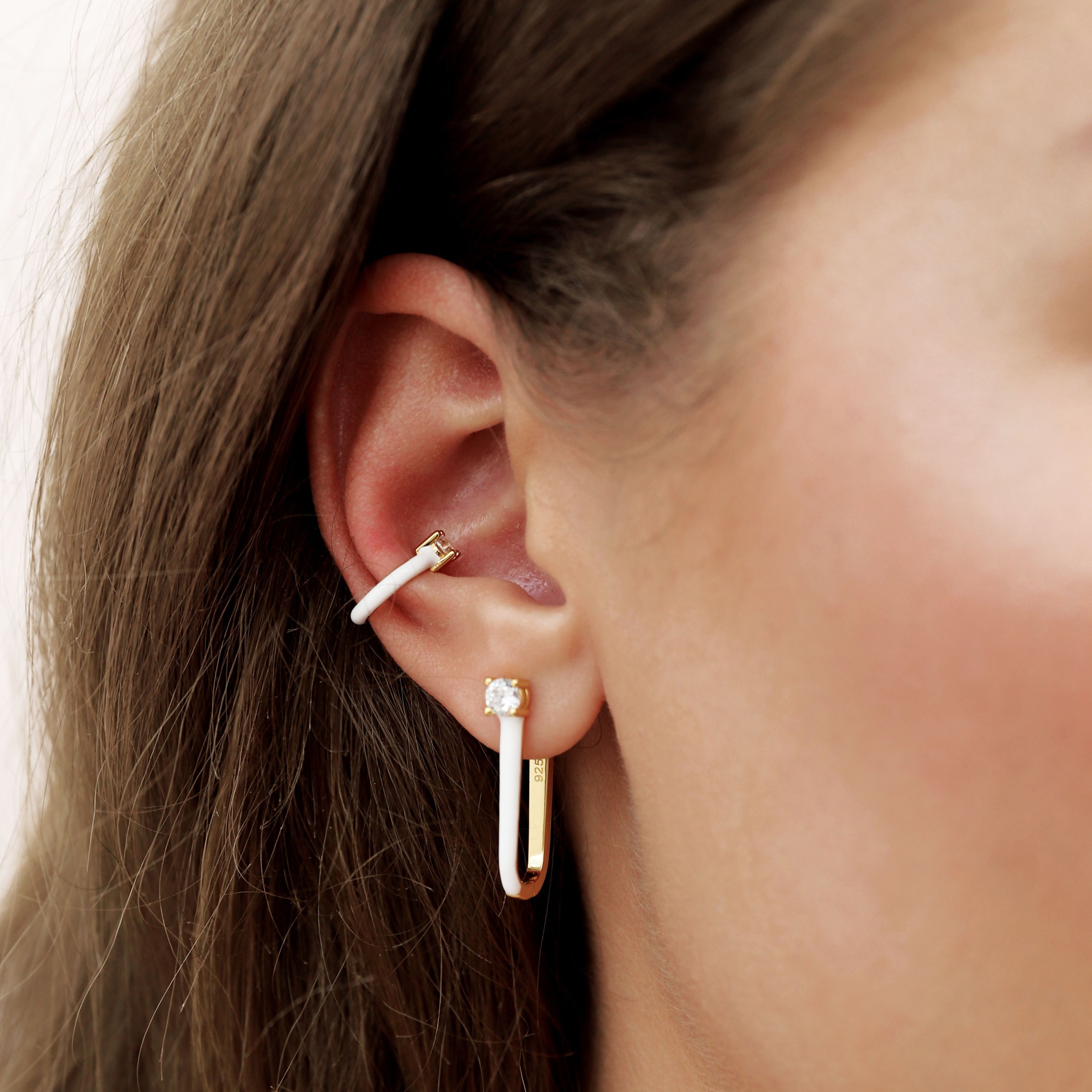 White Enamel Ear Cuff