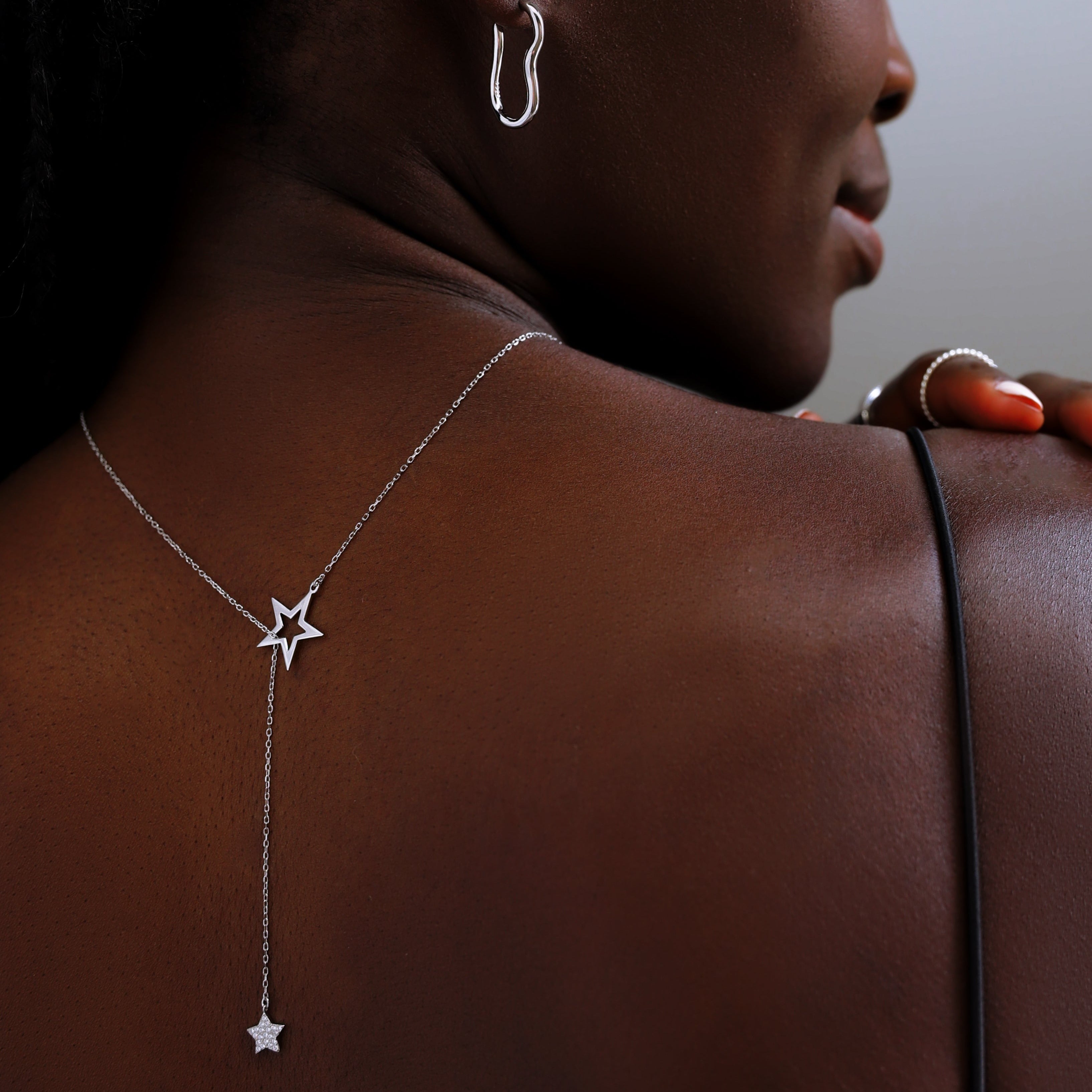 Double Star Lariat Necklace