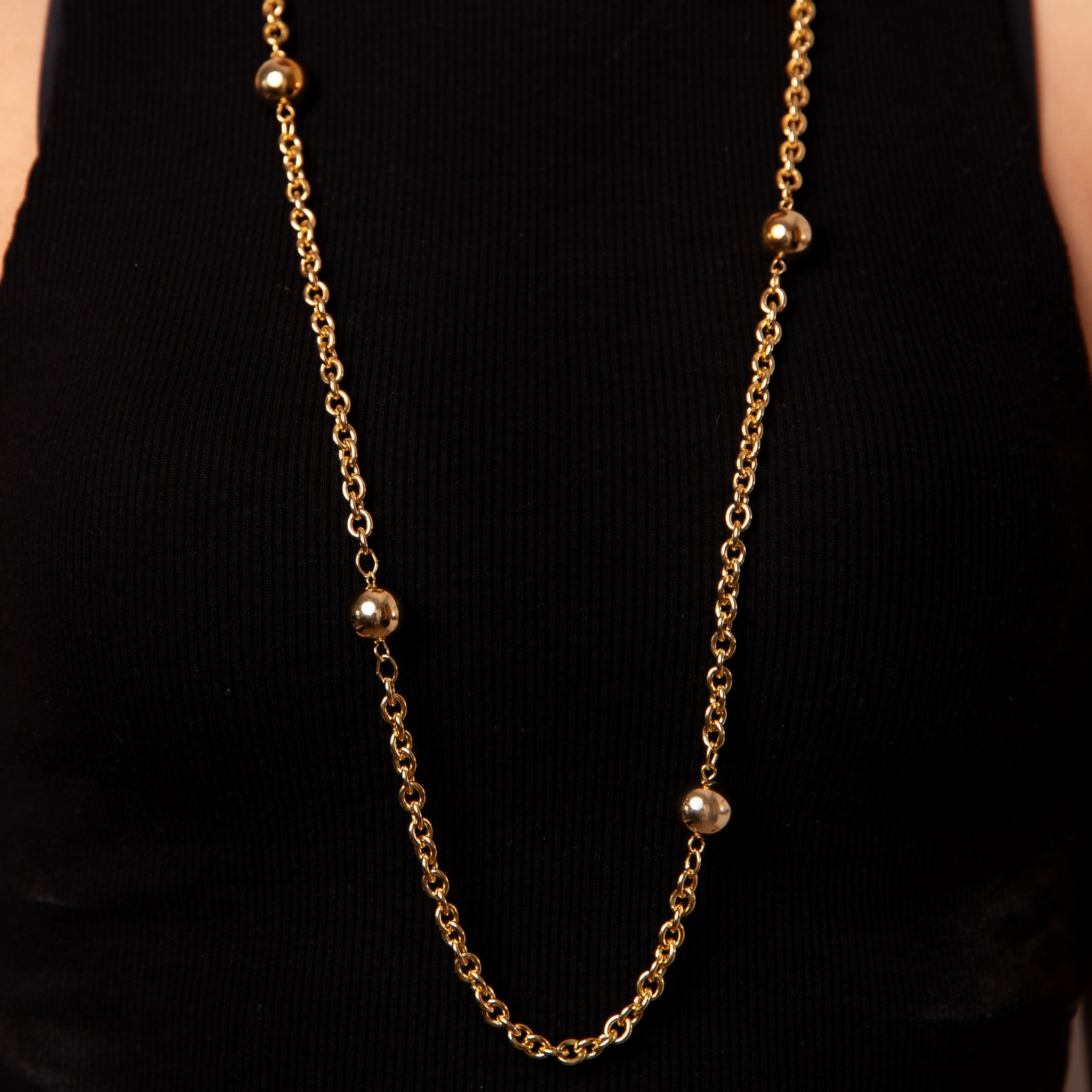 Vintage Orb Long Chain Necklace