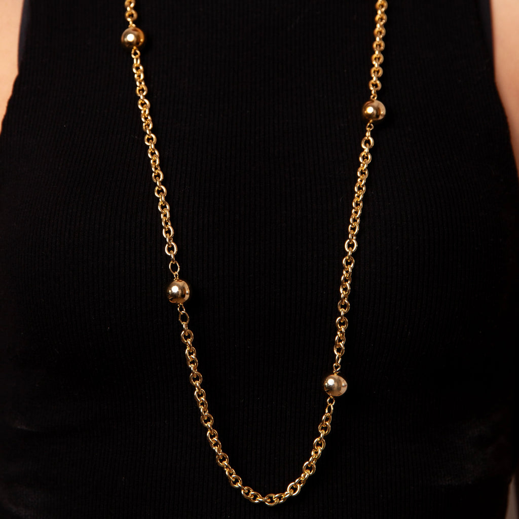 Vintage Orb Long Chain Necklace