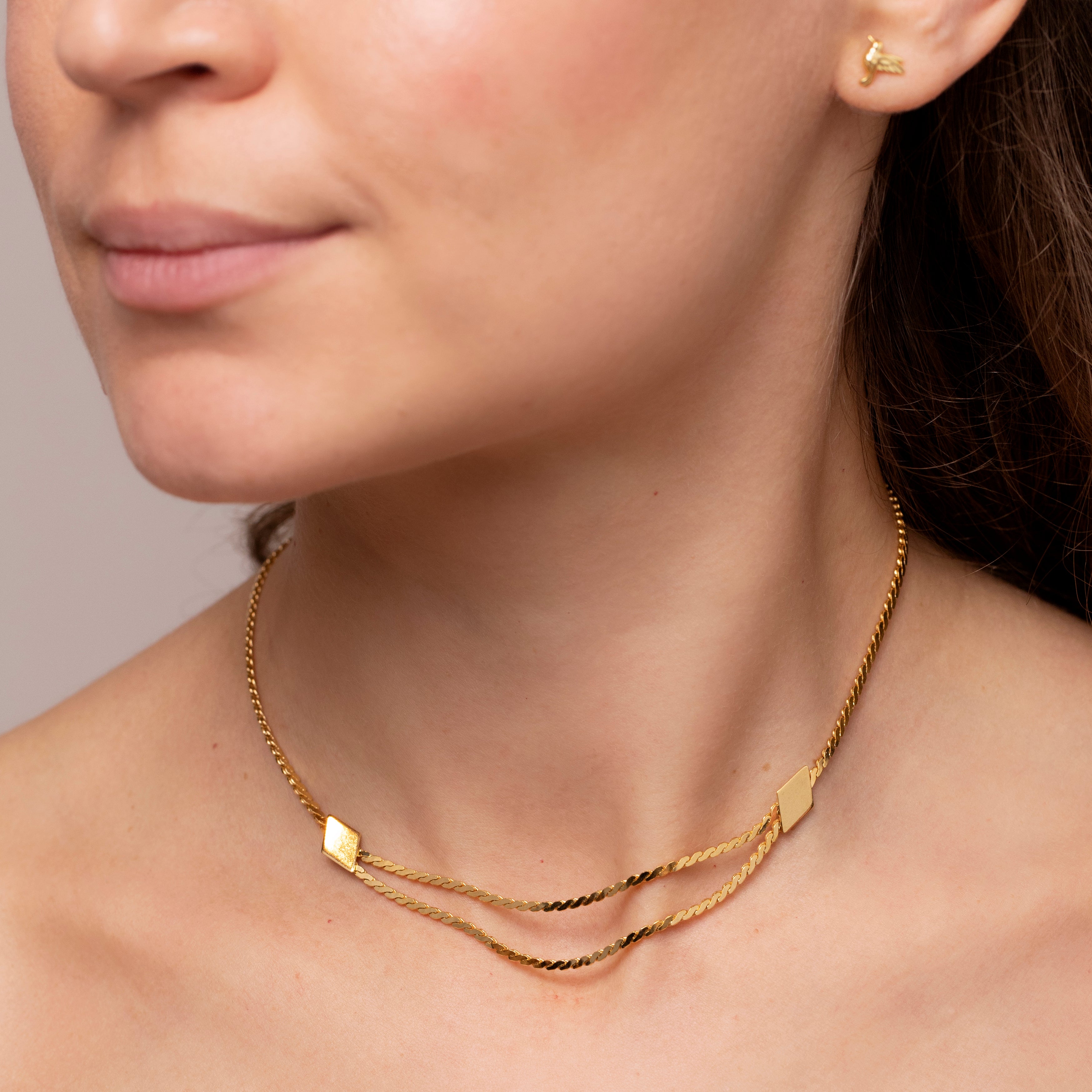 Vintage Double Diamond Collar Necklace