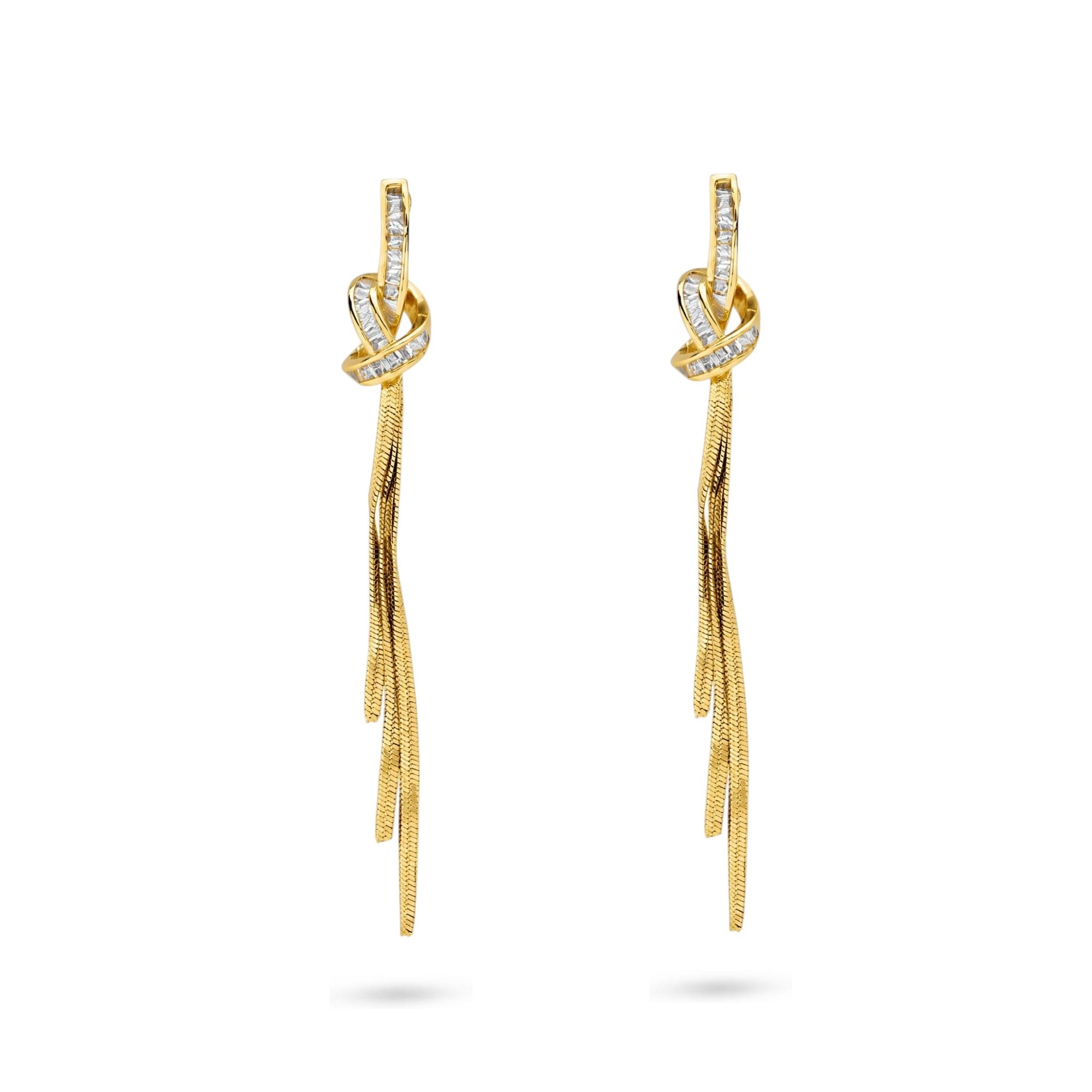 Gold Knot Drop Clip On Earrings