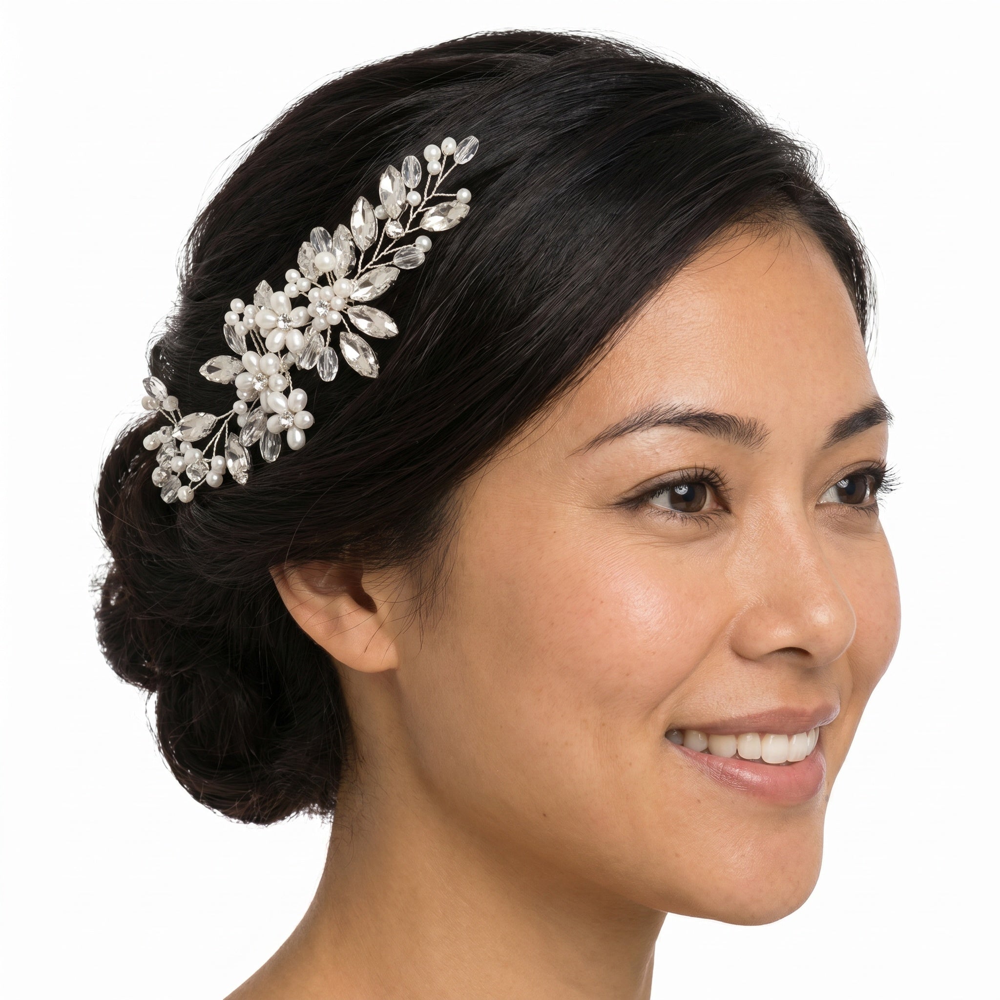 Large Pearl Flower Hair Comb