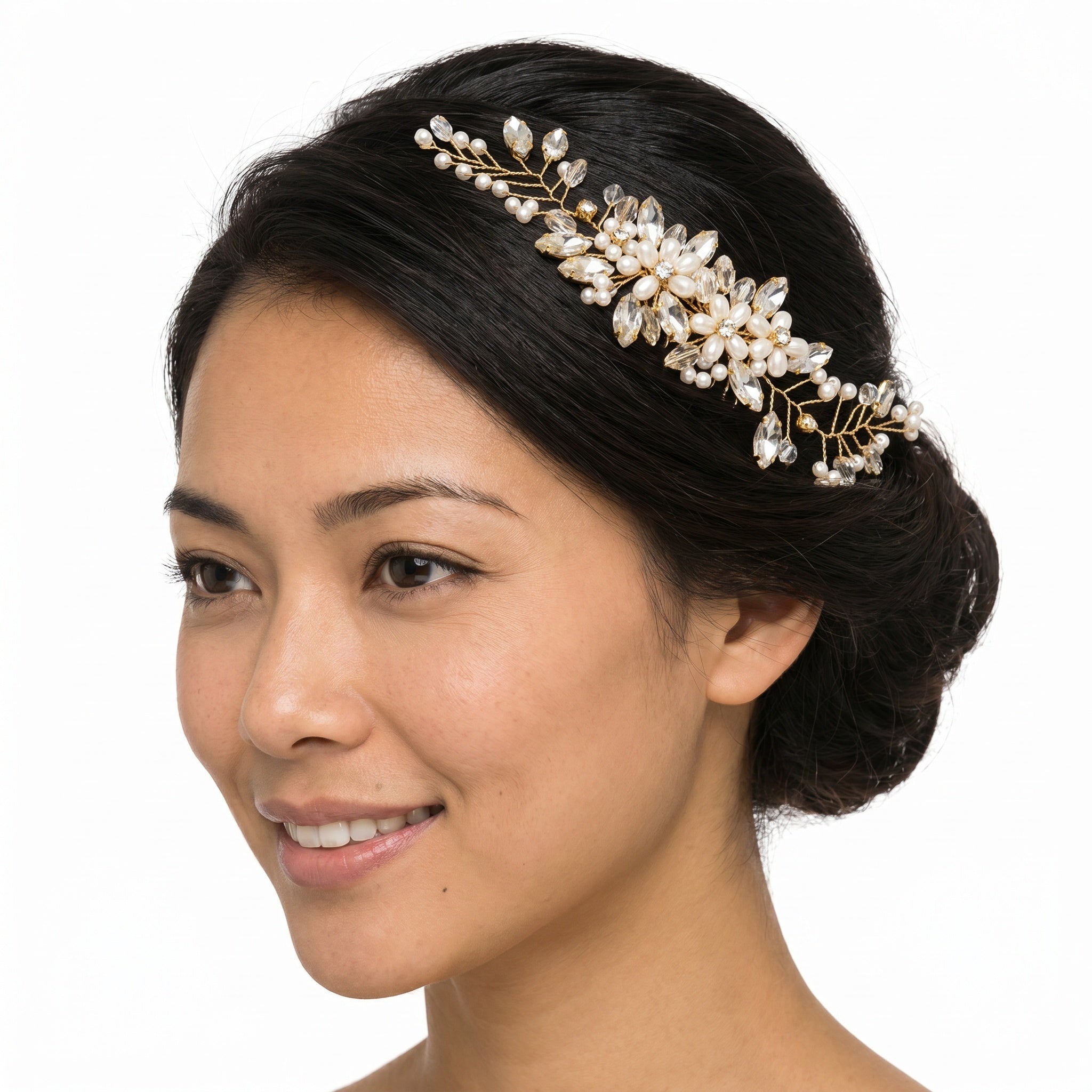Large Pearl Flower Hair Comb