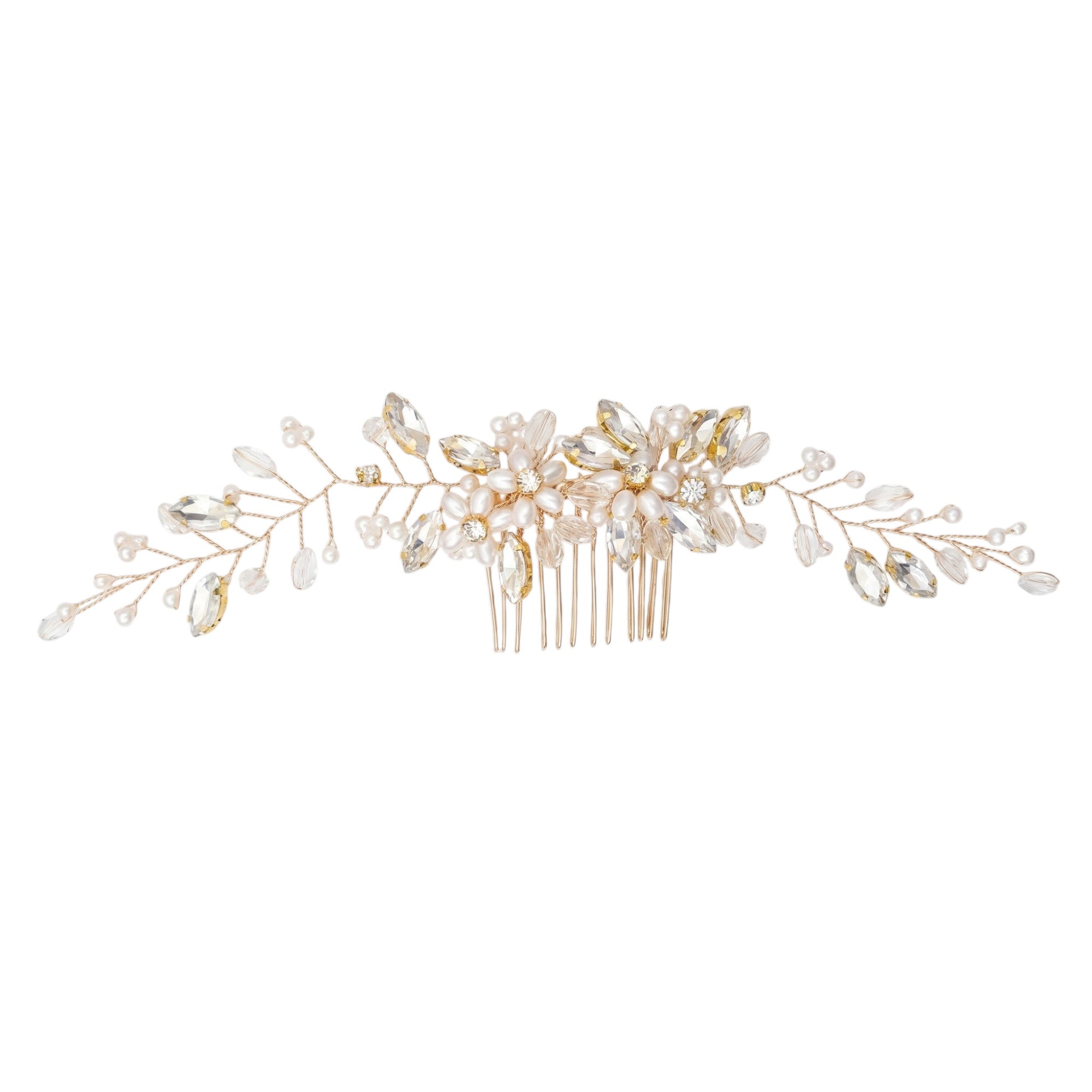 Large Pearl Flower Hair Comb