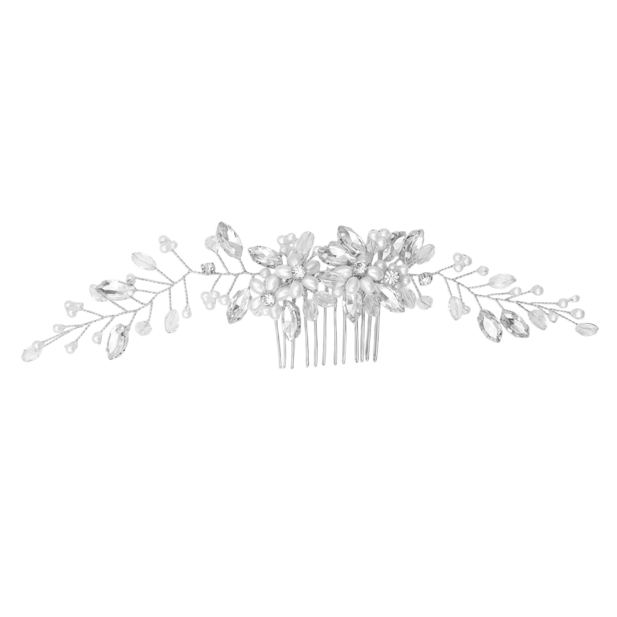 Large Pearl Flower Hair Comb