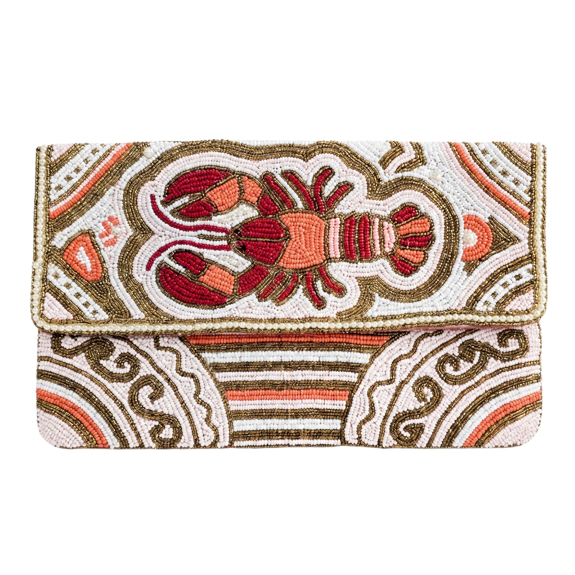 Lobster Beaded Clutch Bag