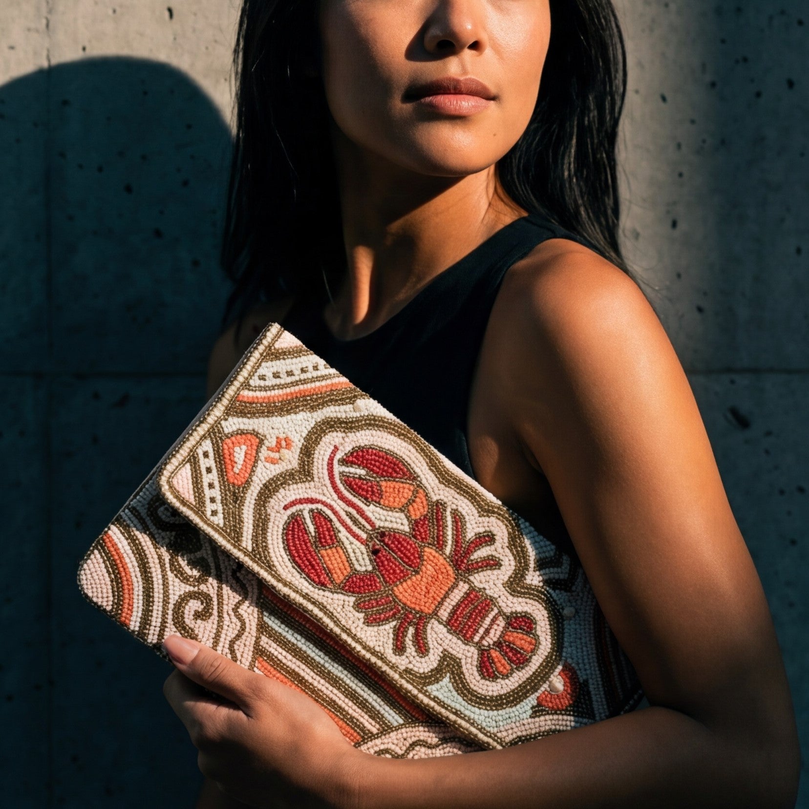 Lobster Beaded Clutch Bag