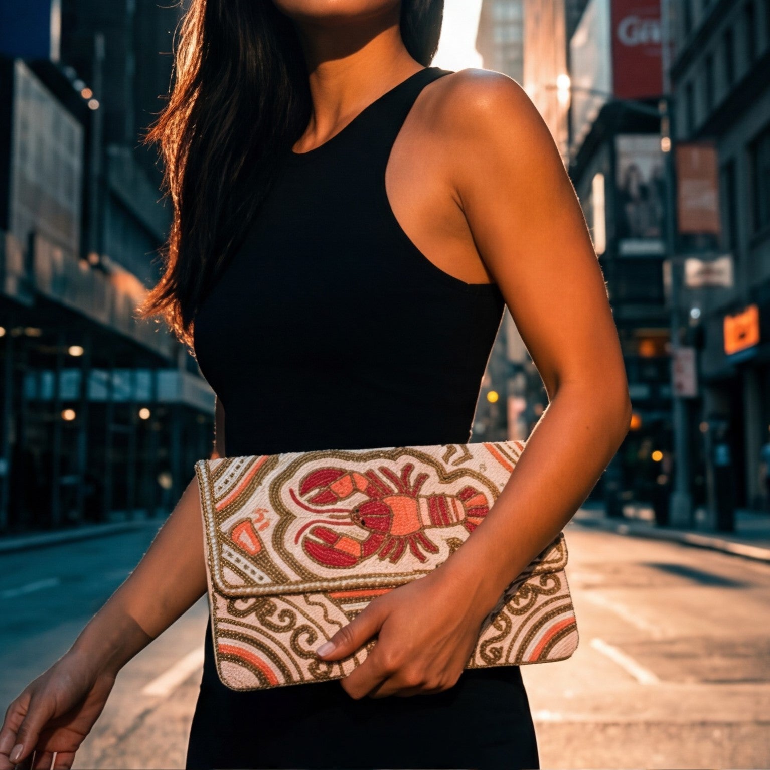 Lobster Beaded Clutch Bag
