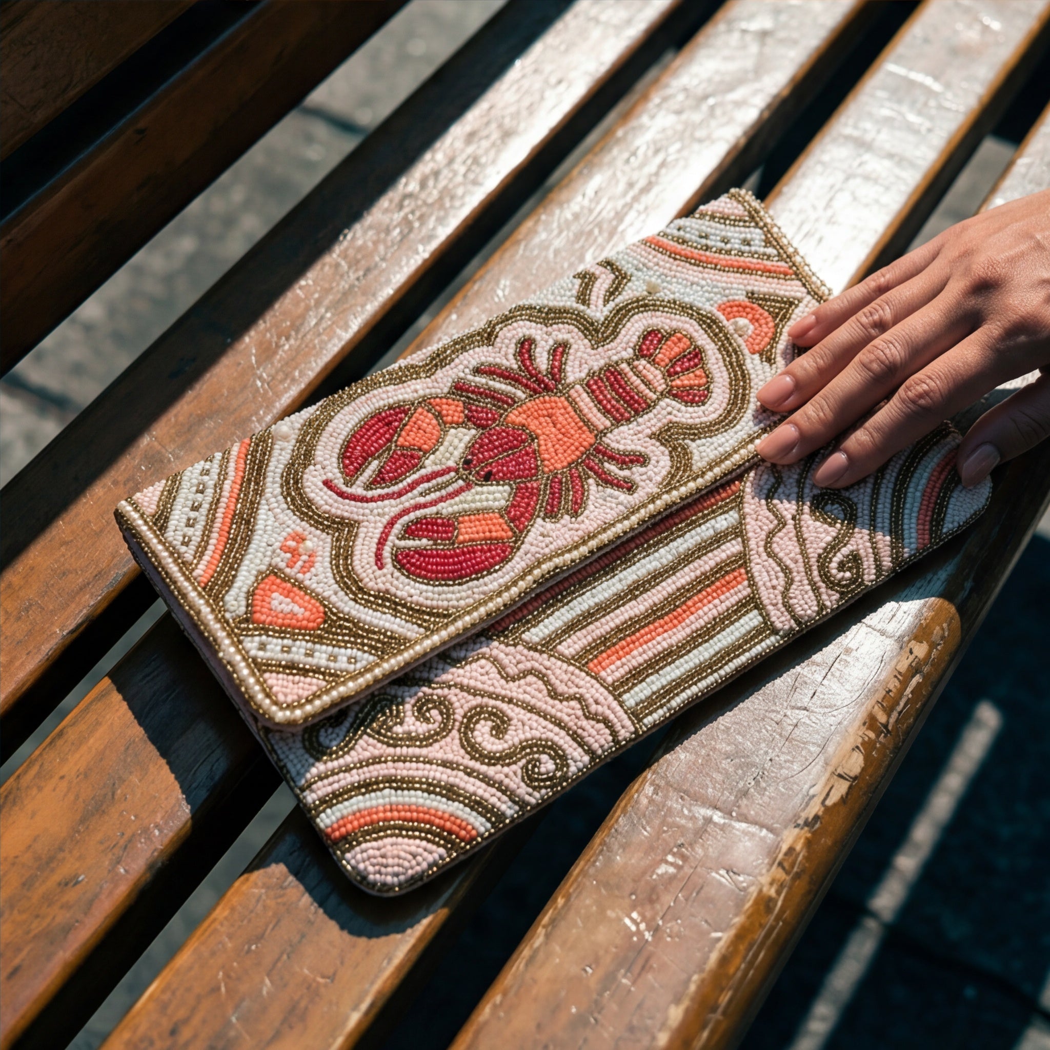 Lobster Beaded Clutch Bag