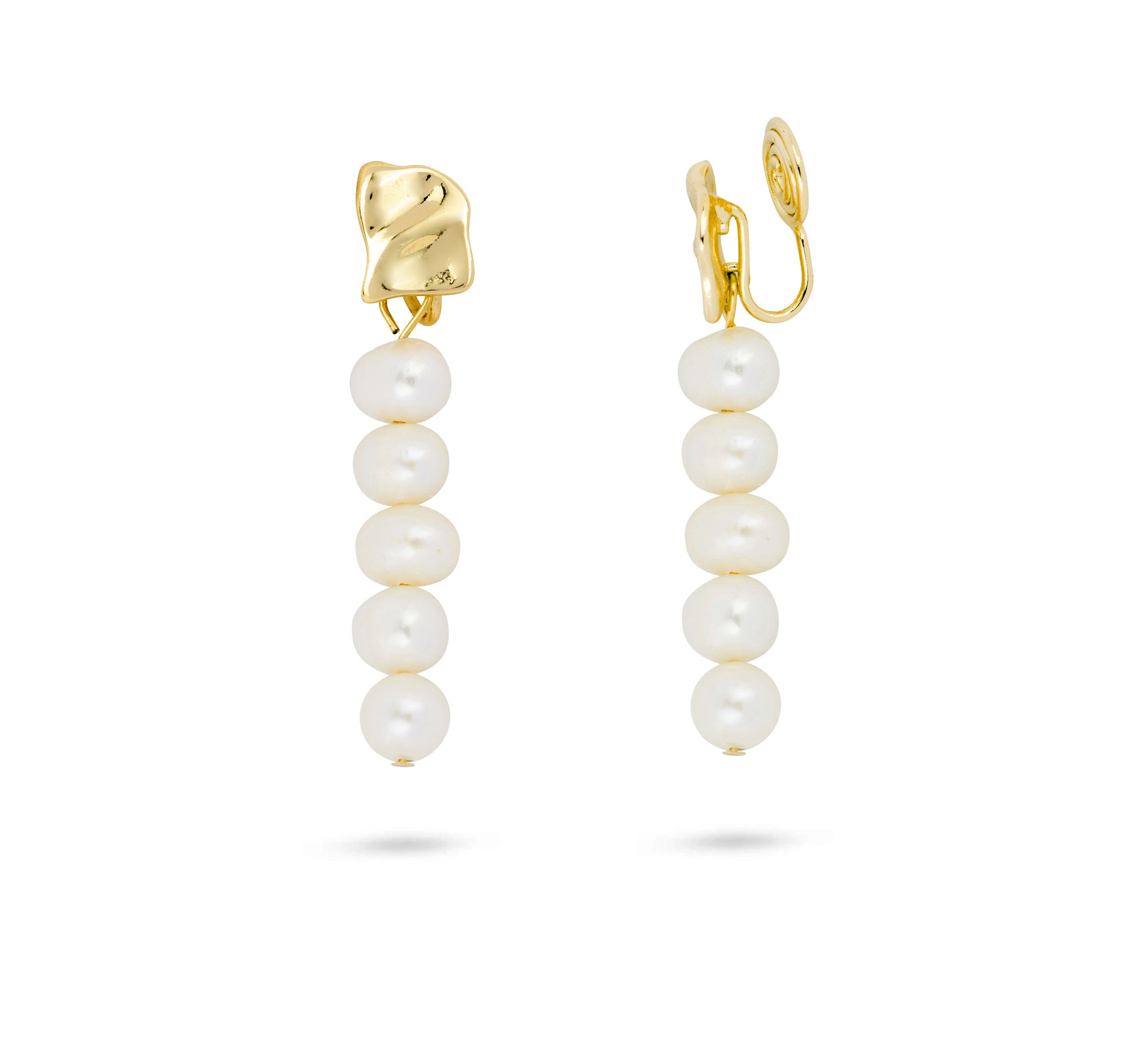 Long Pearl Drop Clip On Earrings