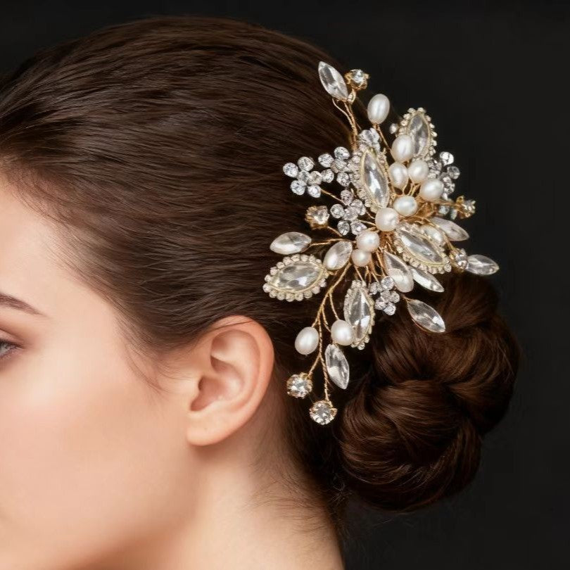 Marquise Crystal & Pearl Hair Comb