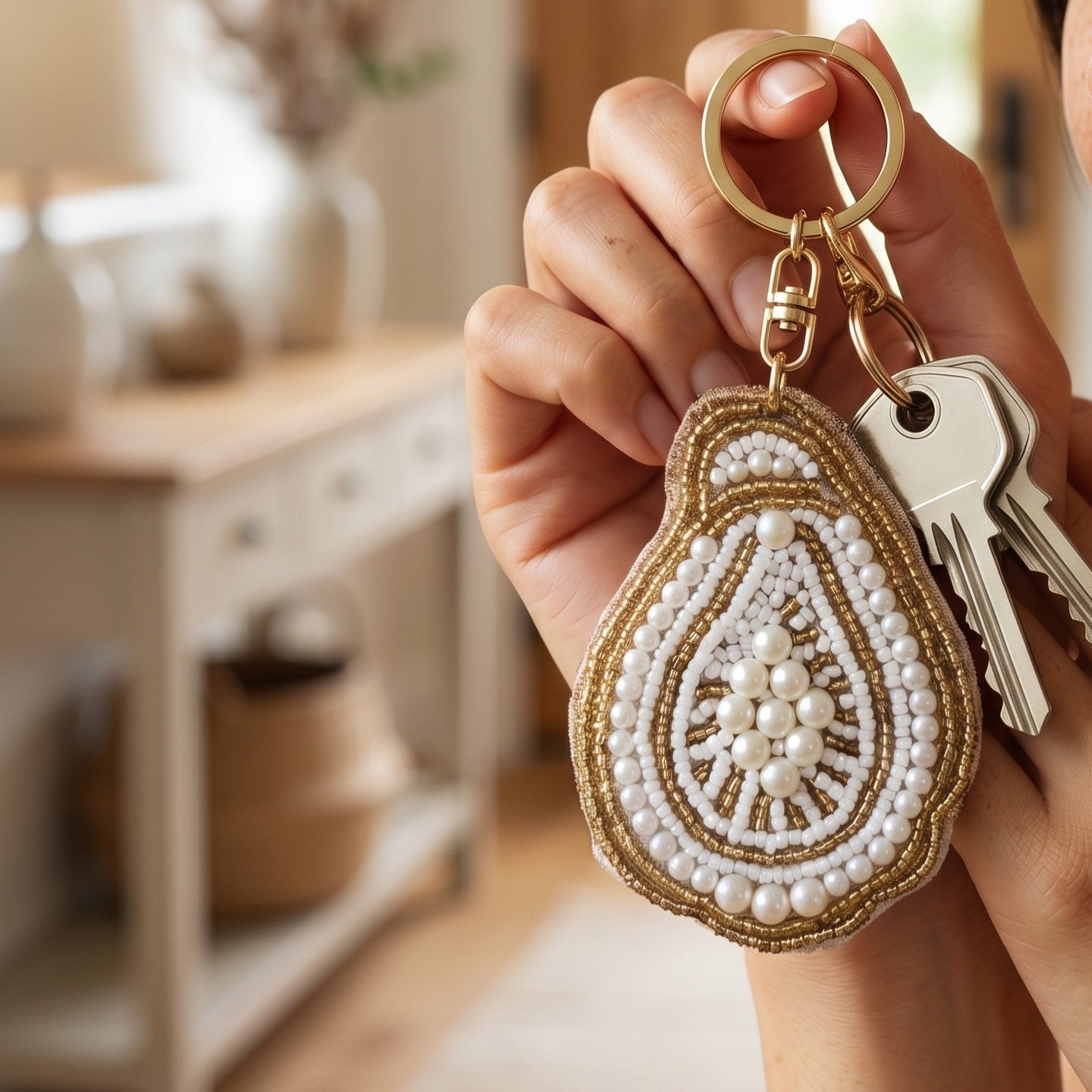 Oyster Beaded Keyring