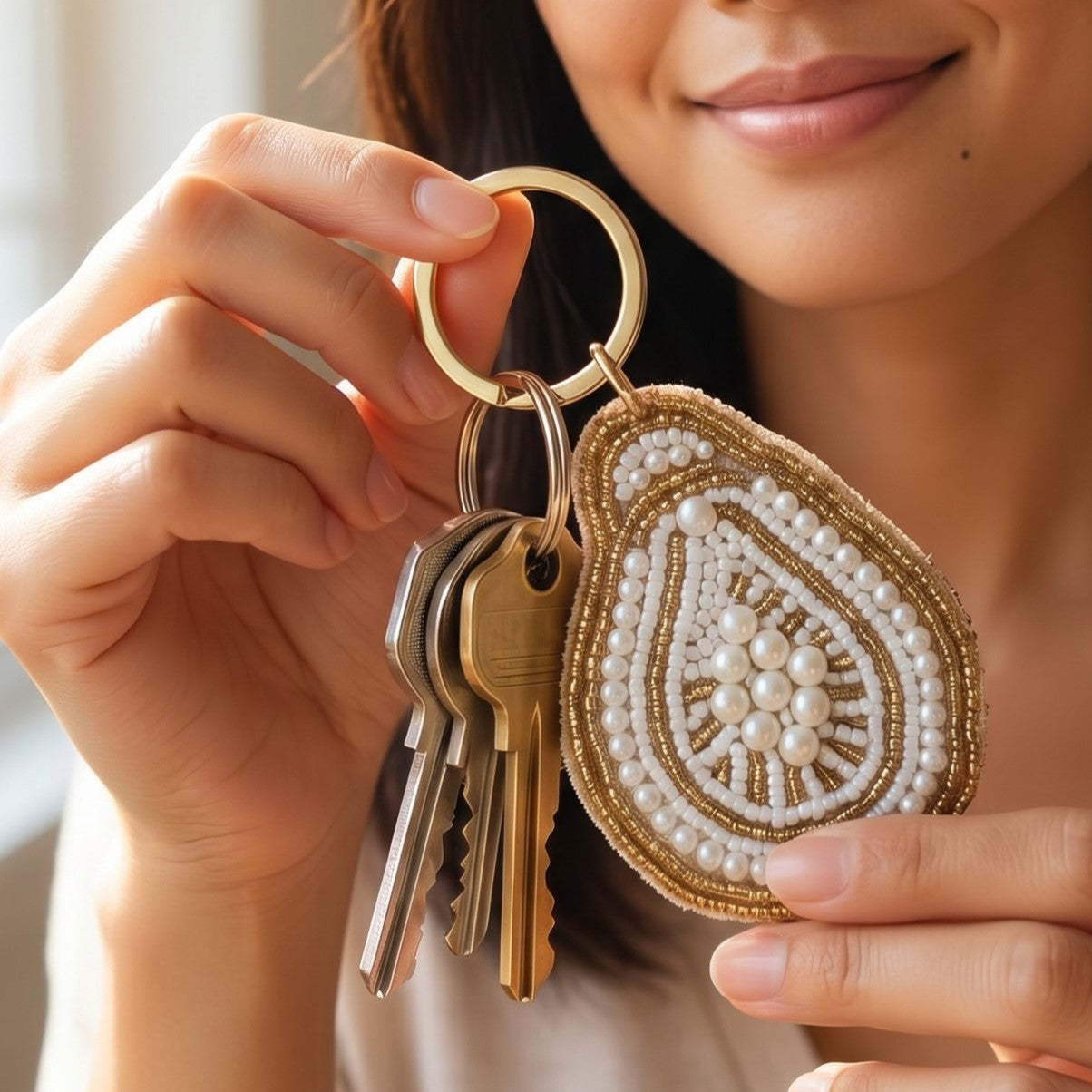 Oyster Beaded Keyring