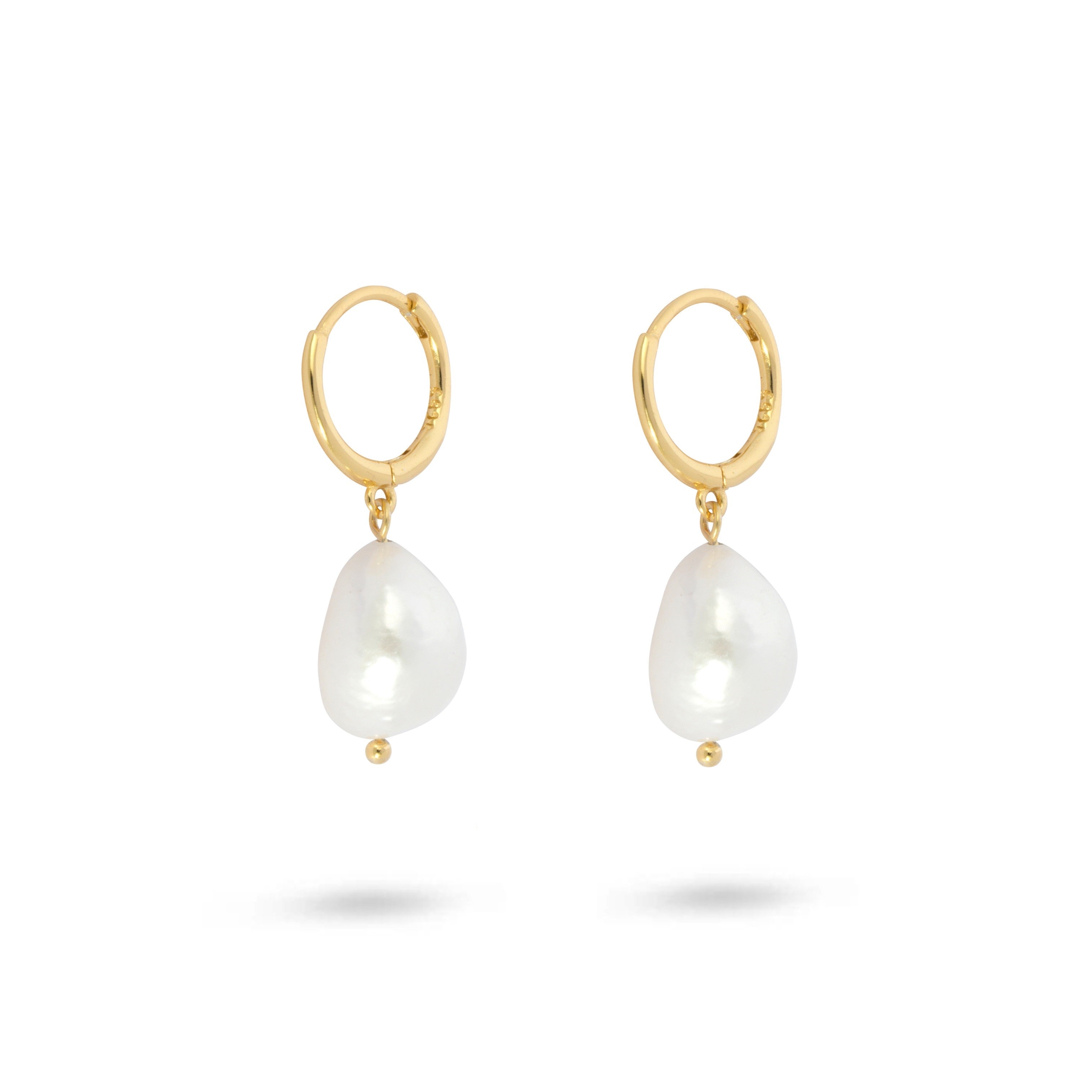 Pearl Drop Huggie Hoops