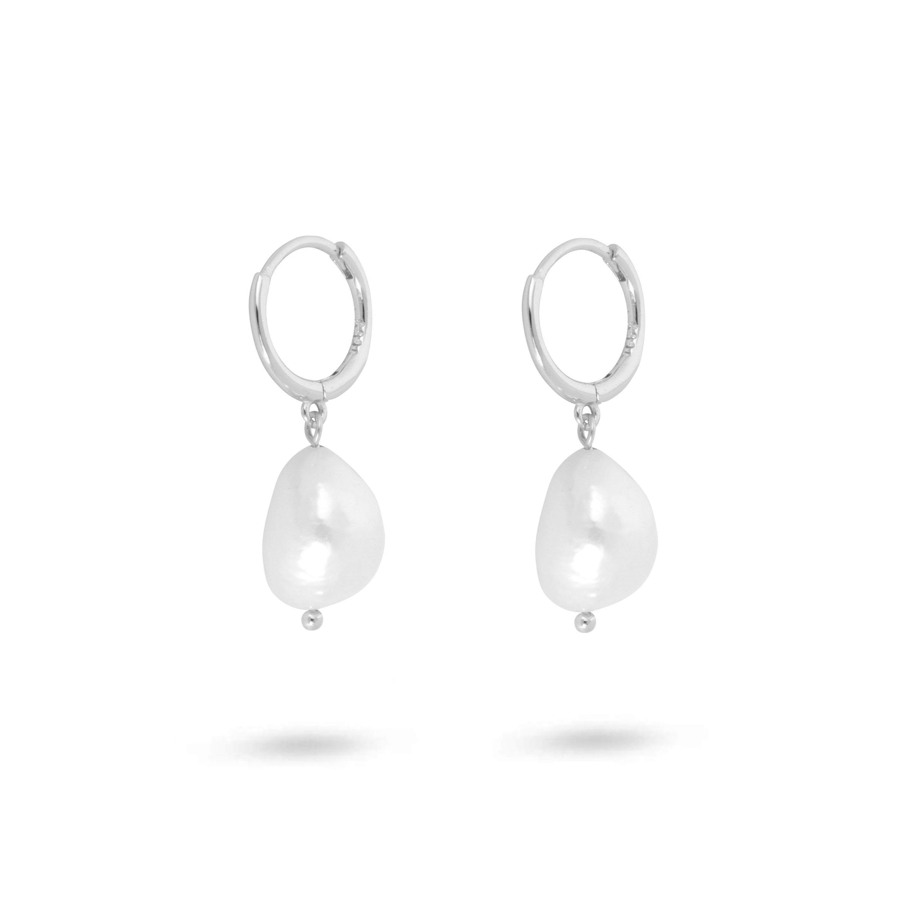 Pearl Drop Huggie Hoops