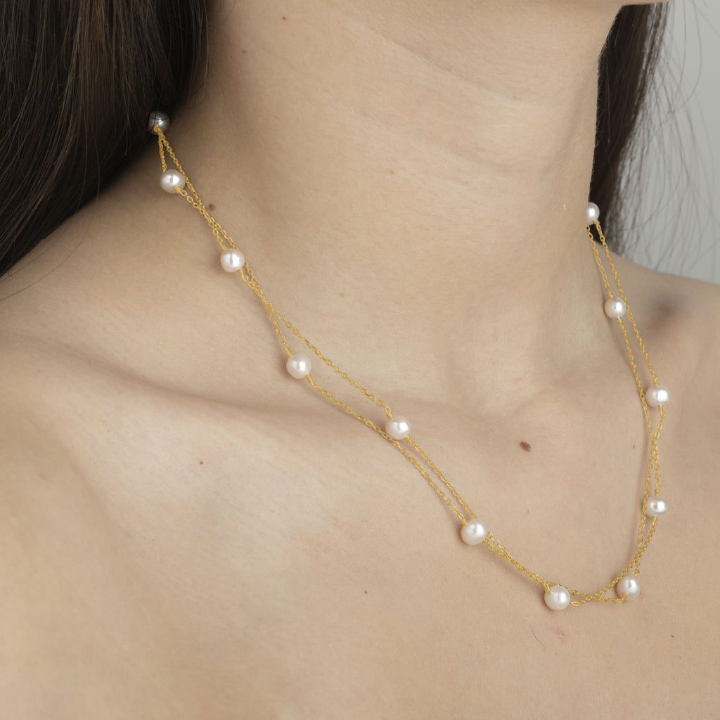 Layered Pearl Satellite Necklace