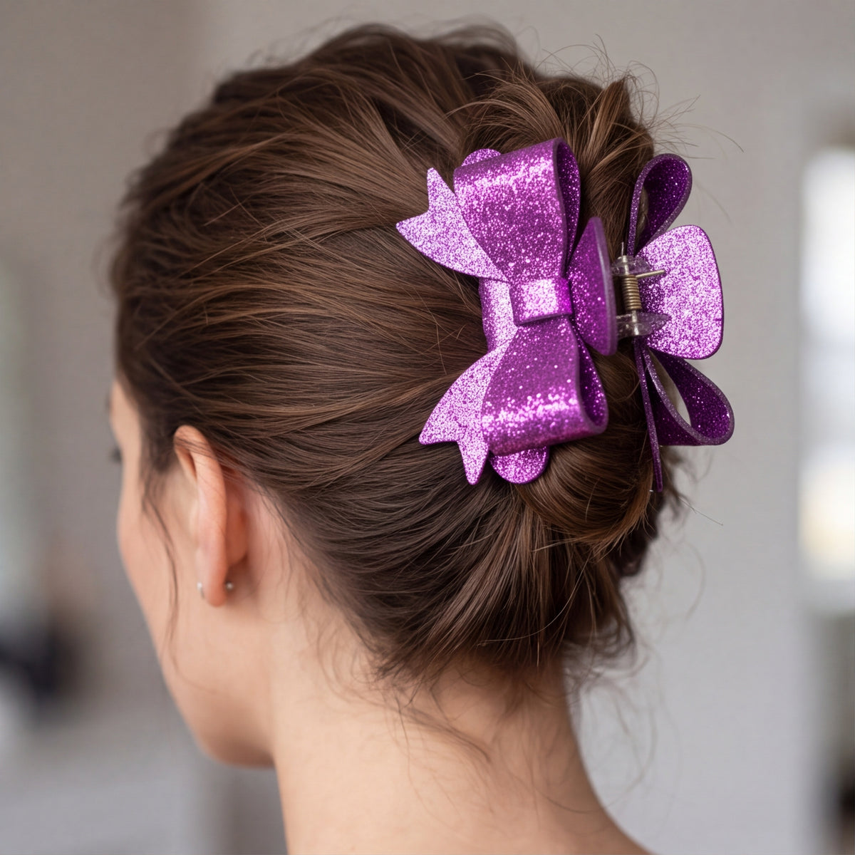 Purple Bow Claw Clip