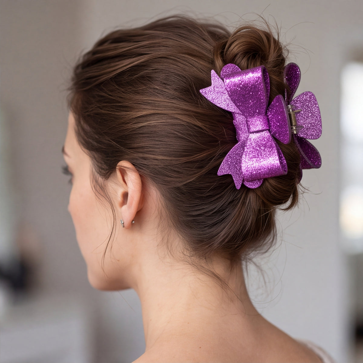 Purple Bow Claw Clip