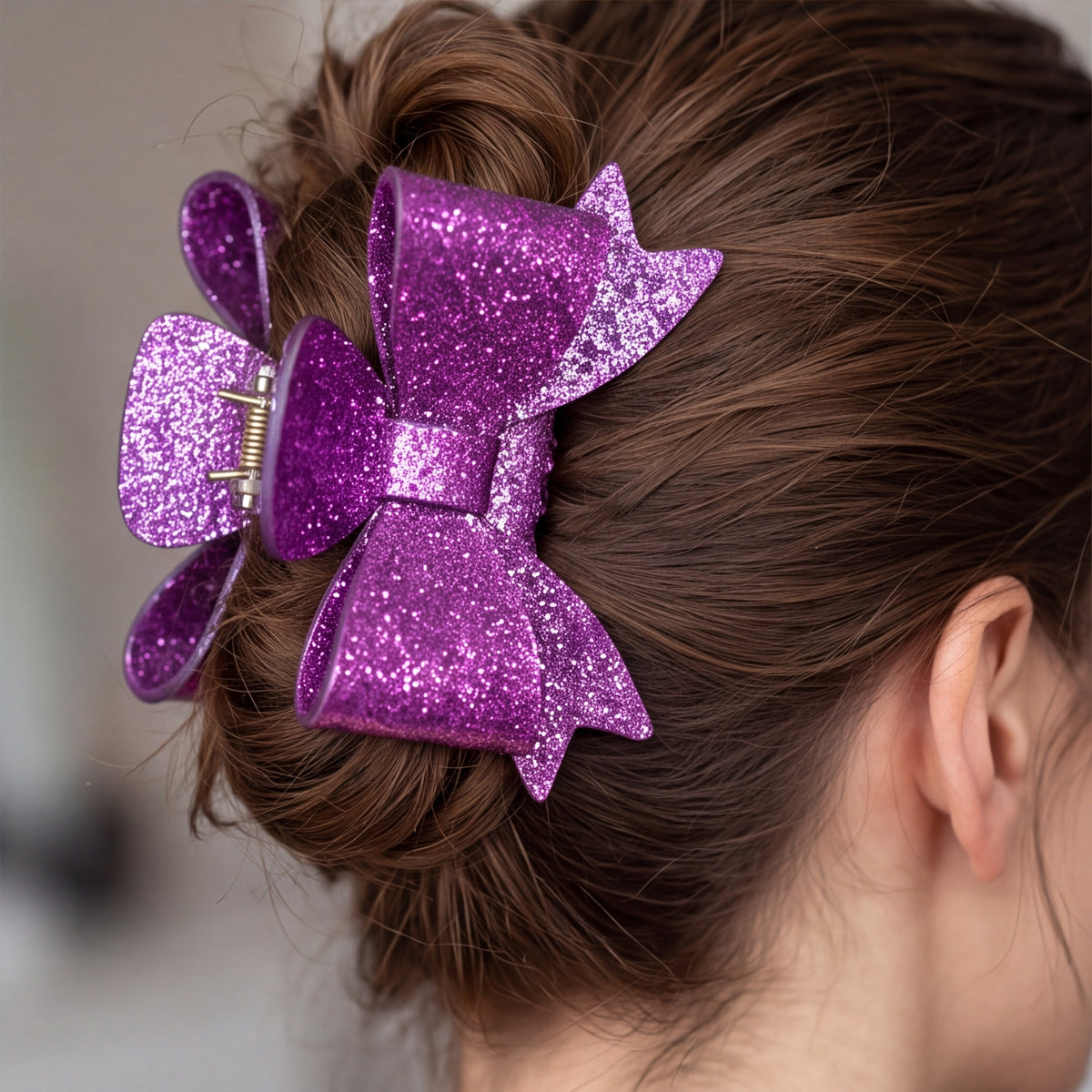 Purple Bow Claw Clip